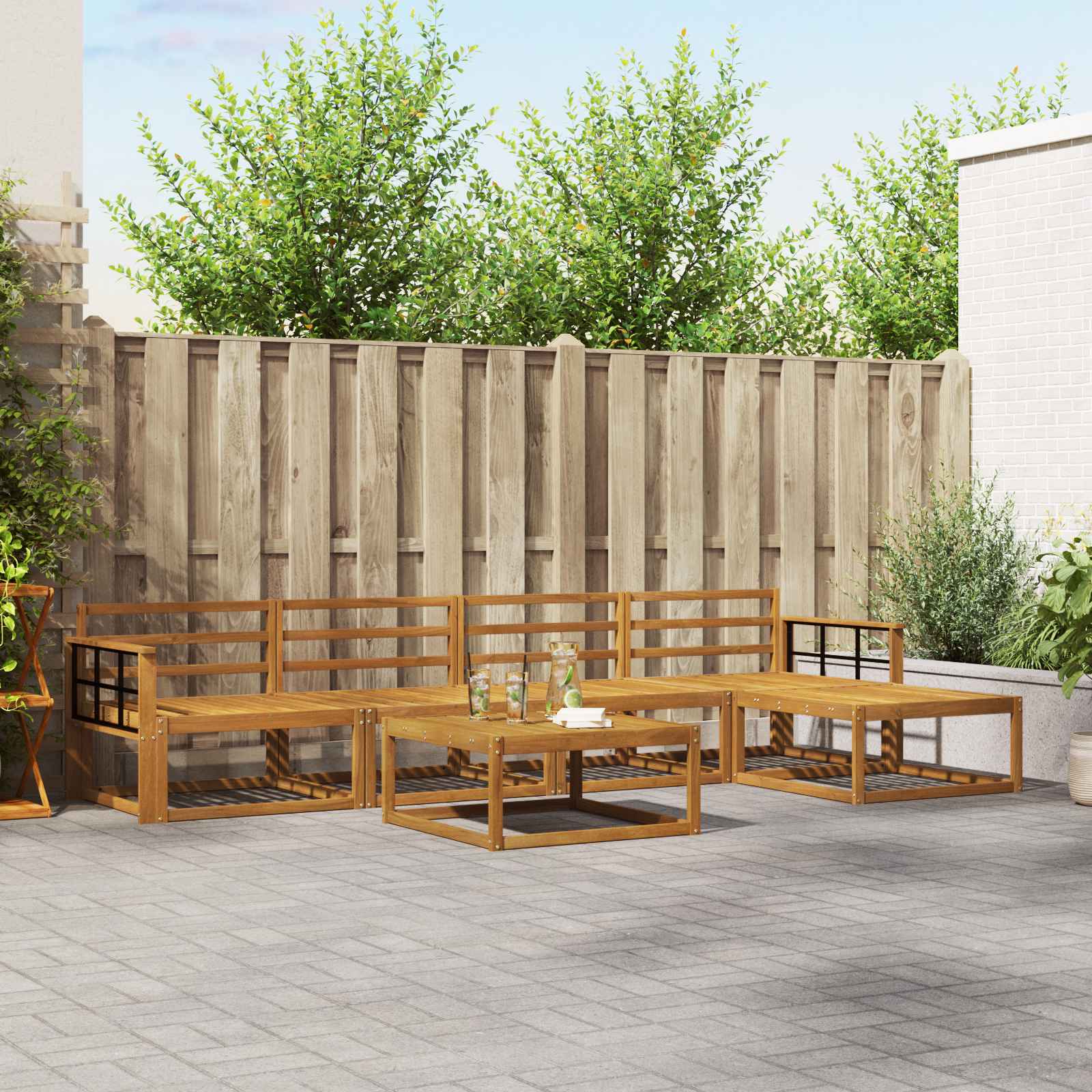 vidaXL Buiten bankenset 6 pcs Naturel Massief Acaciahout