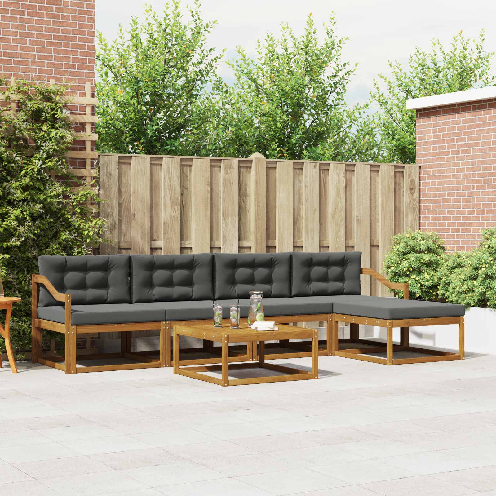 vidaXL Buiten bankenset 6 pcs Naturel Massief Acaciahout