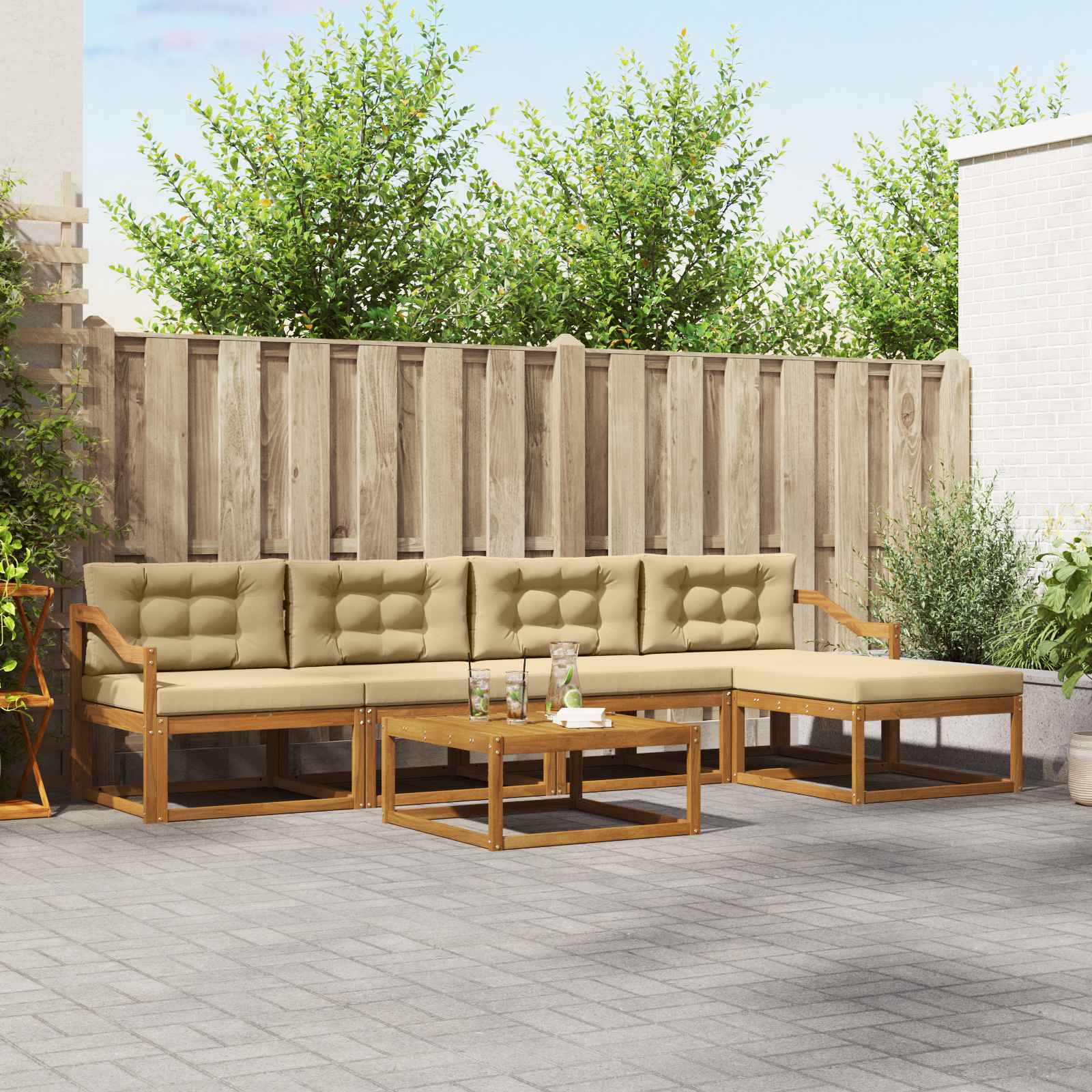 vidaXL Buiten bankenset 6 pcs Naturel Massief Acaciahout