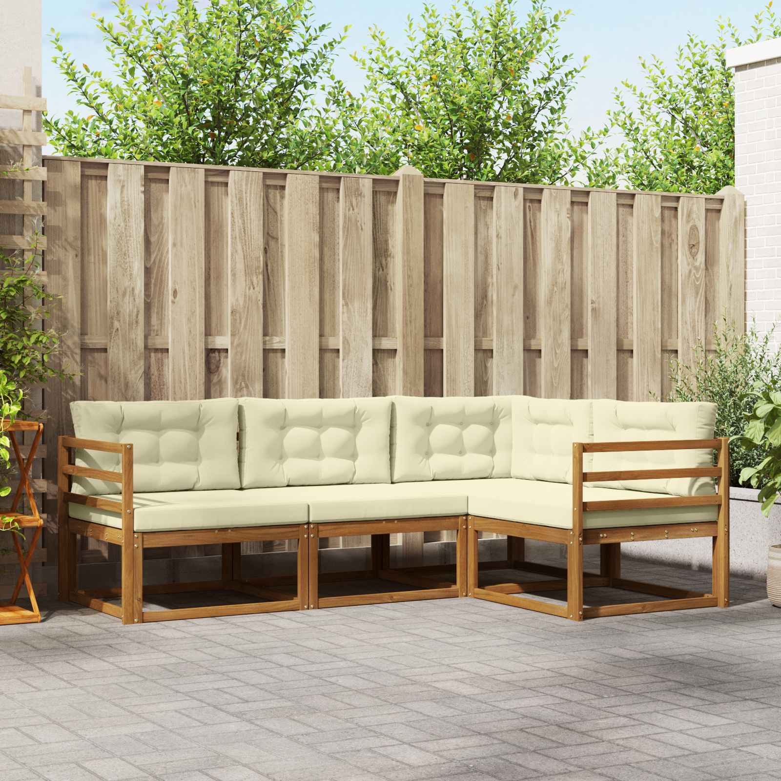 vidaXL Buiten bankenset 4 pcs Naturel Massief Acaciahout