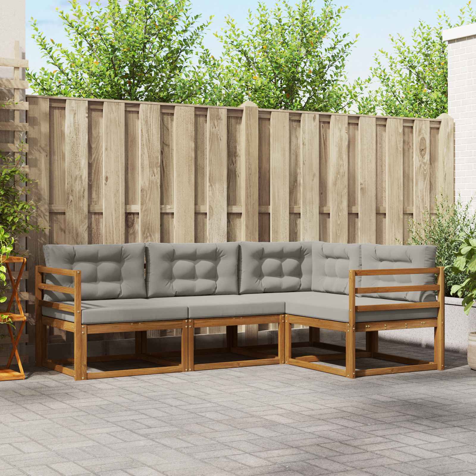 vidaXL Buiten bankenset 4 pcs Naturel Massief Acaciahout