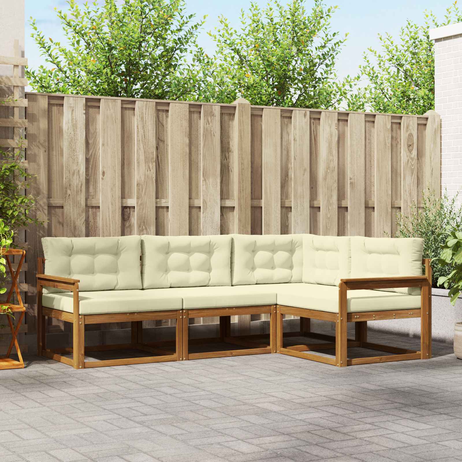 vidaXL Buiten bankenset 4 pcs Naturel Massief Acaciahout