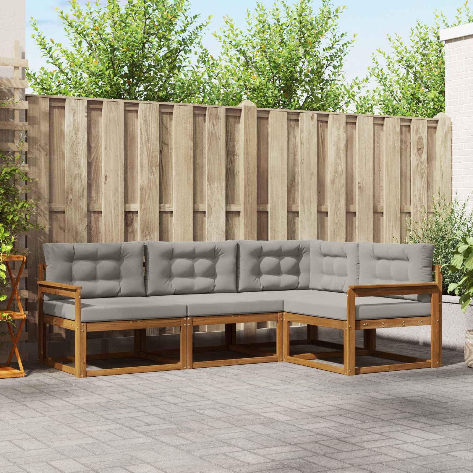 vidaXL Buiten bankenset 4 pcs Naturel Massief Acaciahout