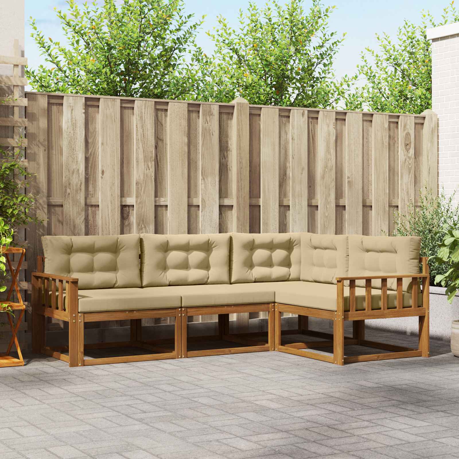 vidaXL Buiten bankenset 4 pcs Naturel Massief Acaciahout