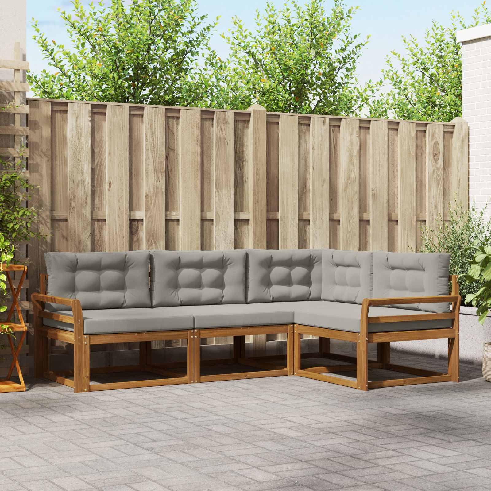 vidaXL Buiten bankenset 4 pcs Naturel Massief Acaciahout