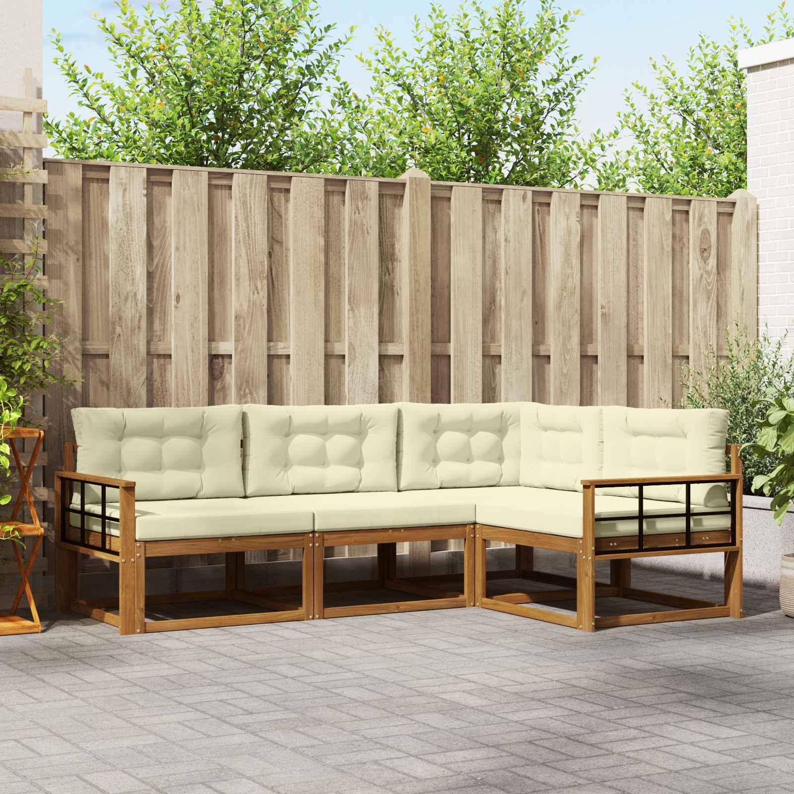 vidaXL Buiten bankenset 4 pcs Naturel Massief Acaciahout