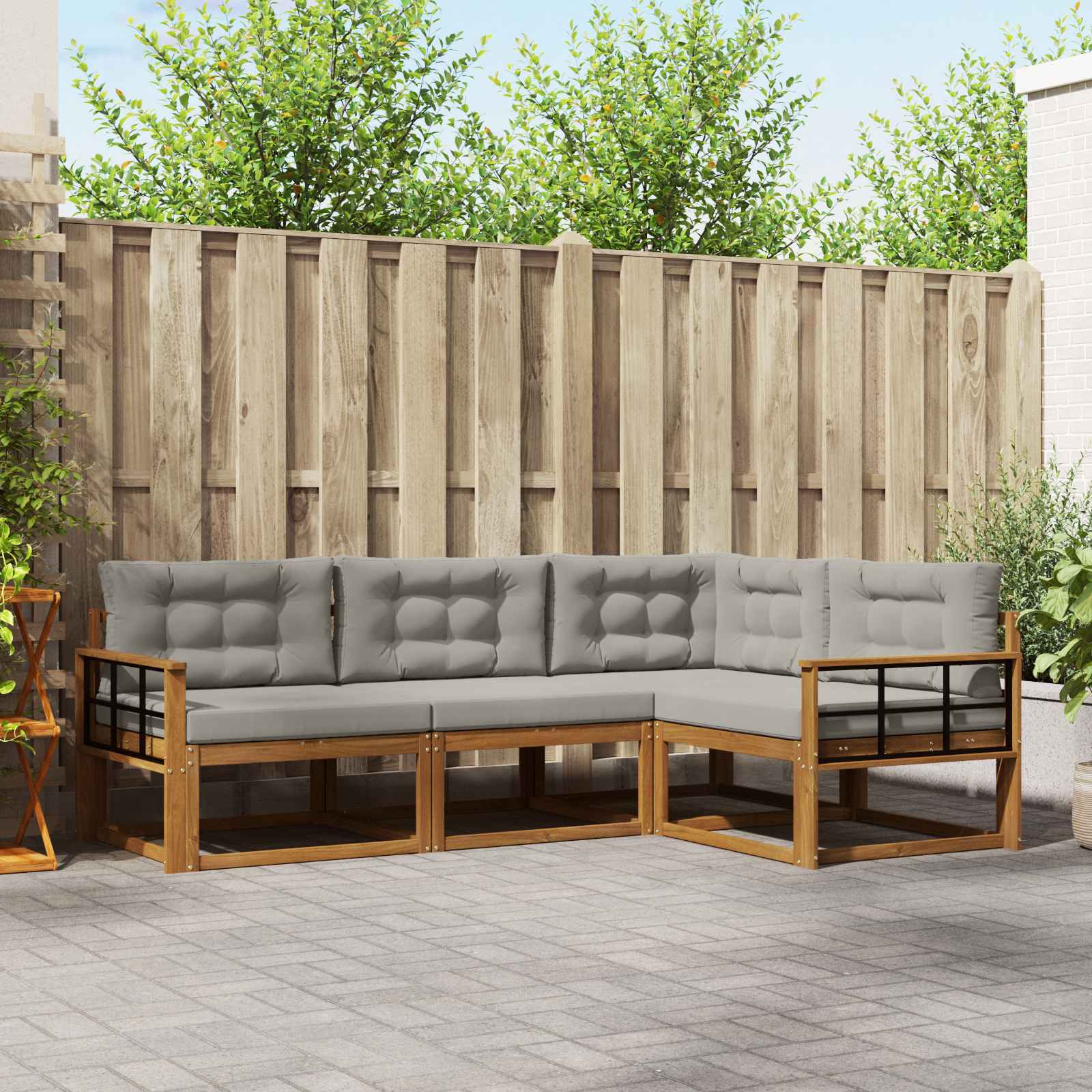 vidaXL Buiten bankenset 4 pcs Naturel Massief Acaciahout