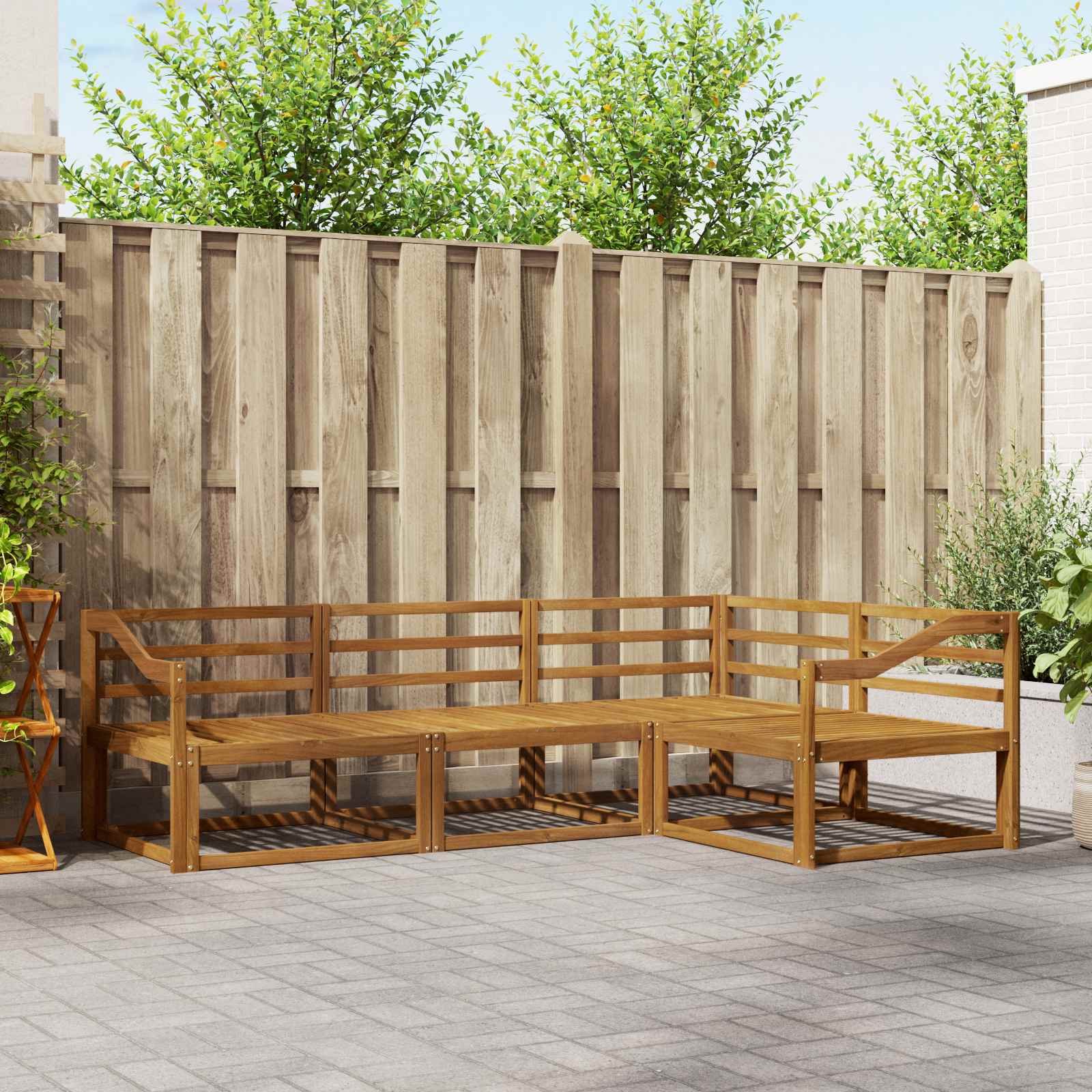 vidaXL Buiten bankenset 4 pcs Naturel Massief Acaciahout