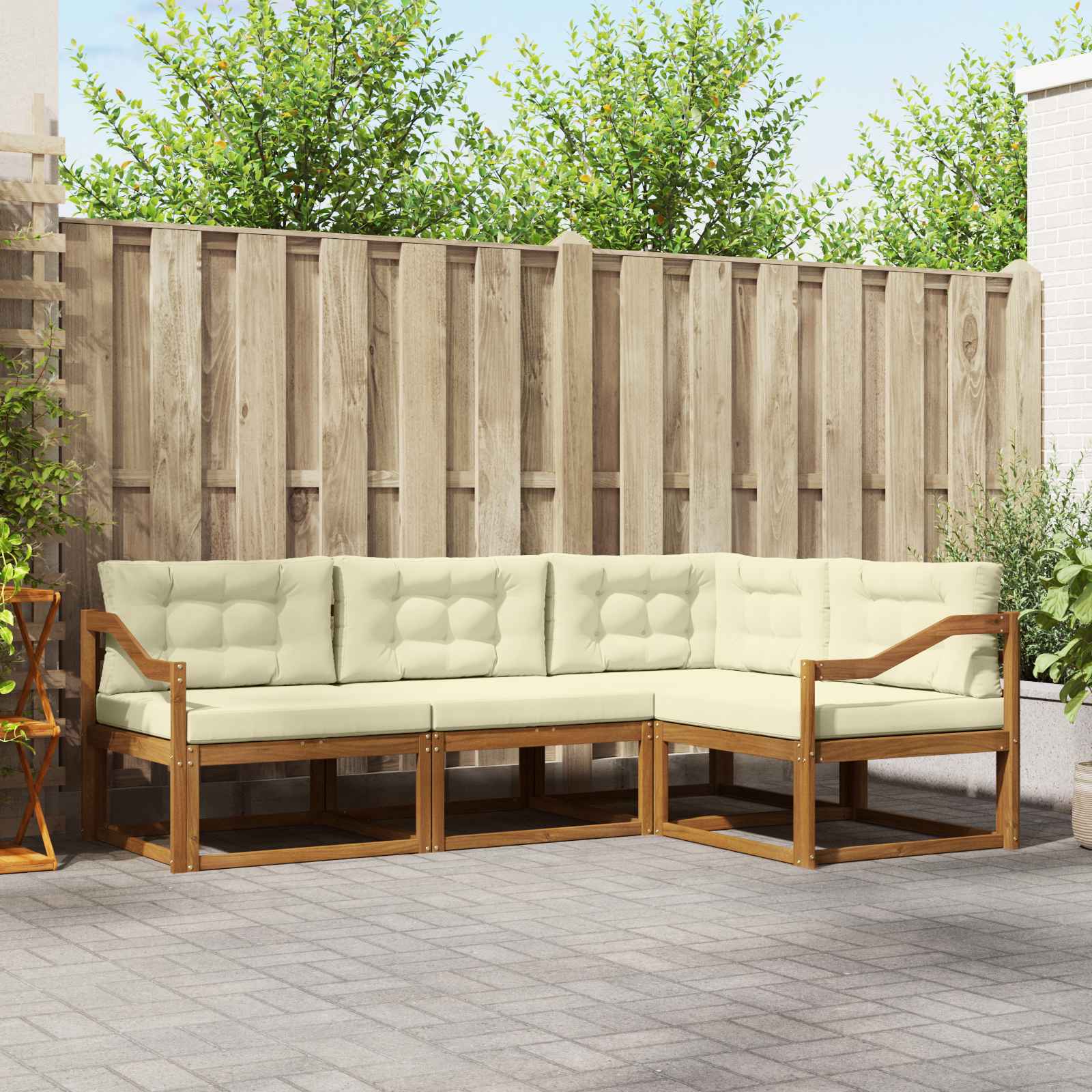 vidaXL Buiten bankenset 4 pcs Naturel Massief Acaciahout