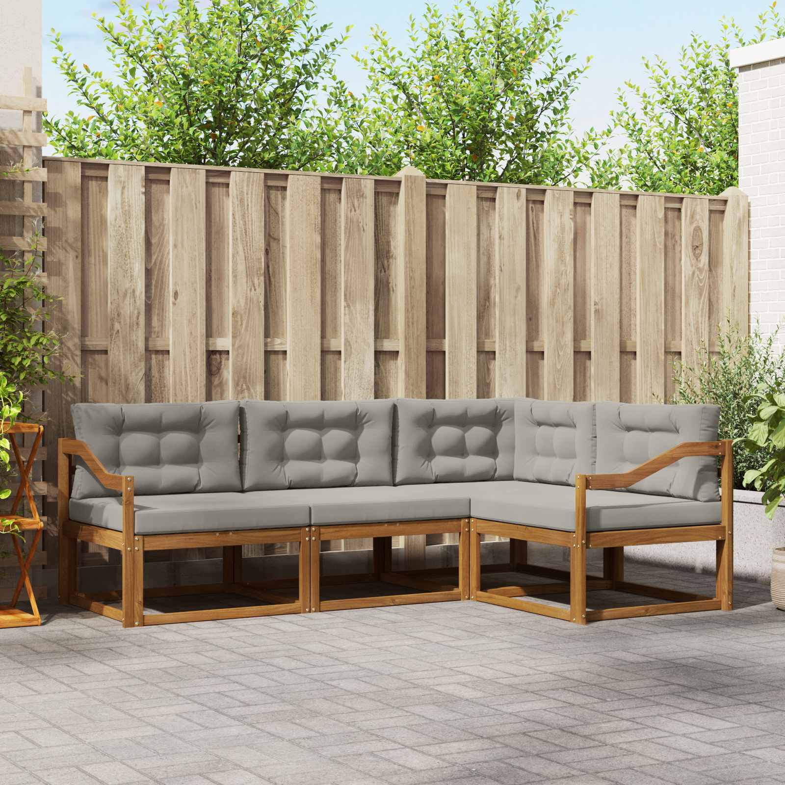 vidaXL Buiten bankenset 4 pcs Naturel Massief Acaciahout