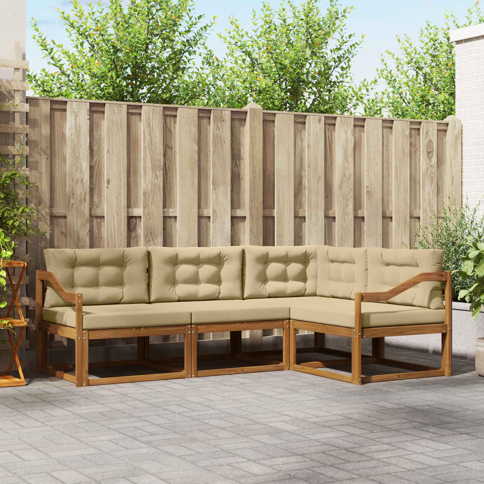 vidaXL Buiten bankenset 4 pcs Naturel Massief Acaciahout