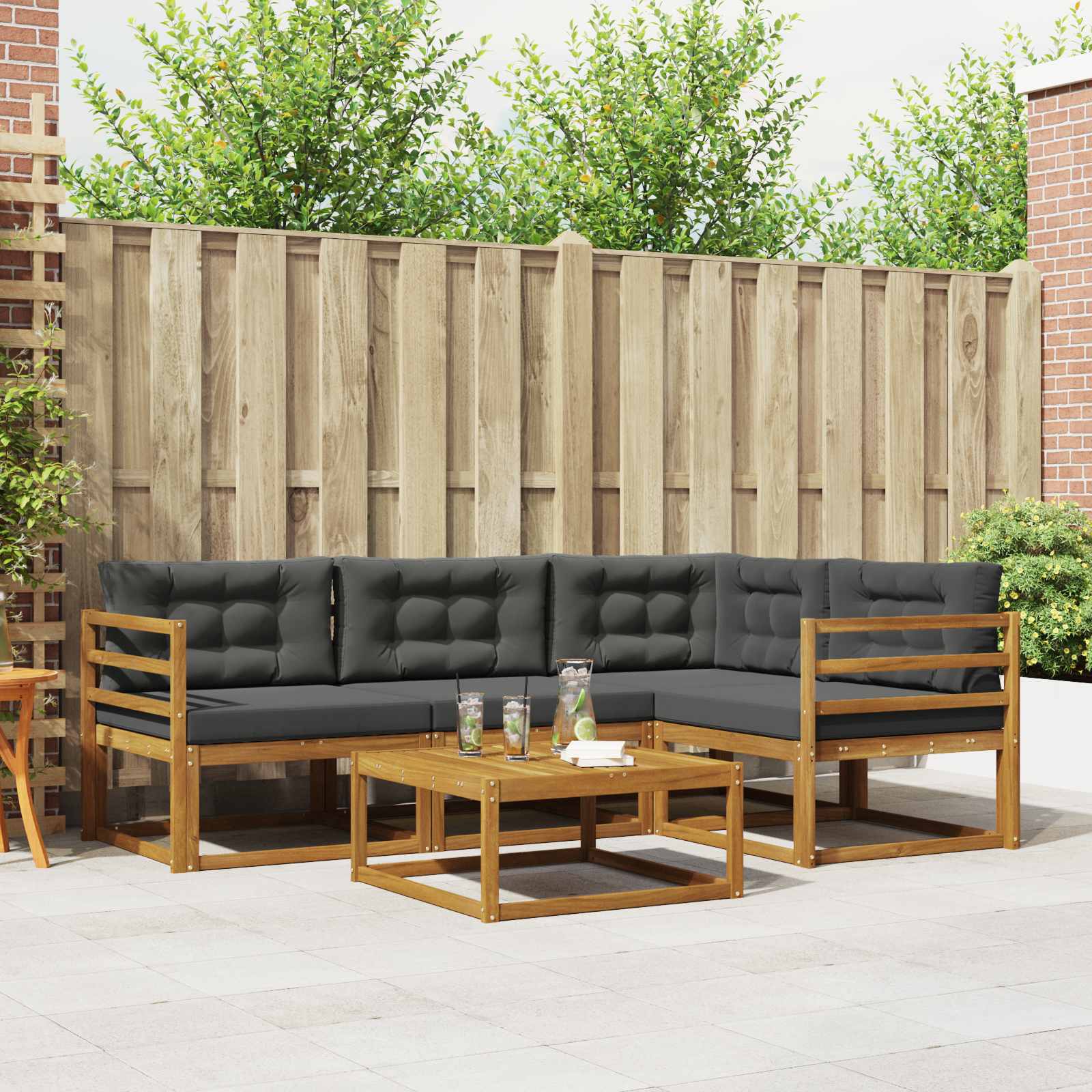 vidaXL Buiten bankenset 5 pcs Naturel Massief Acaciahout