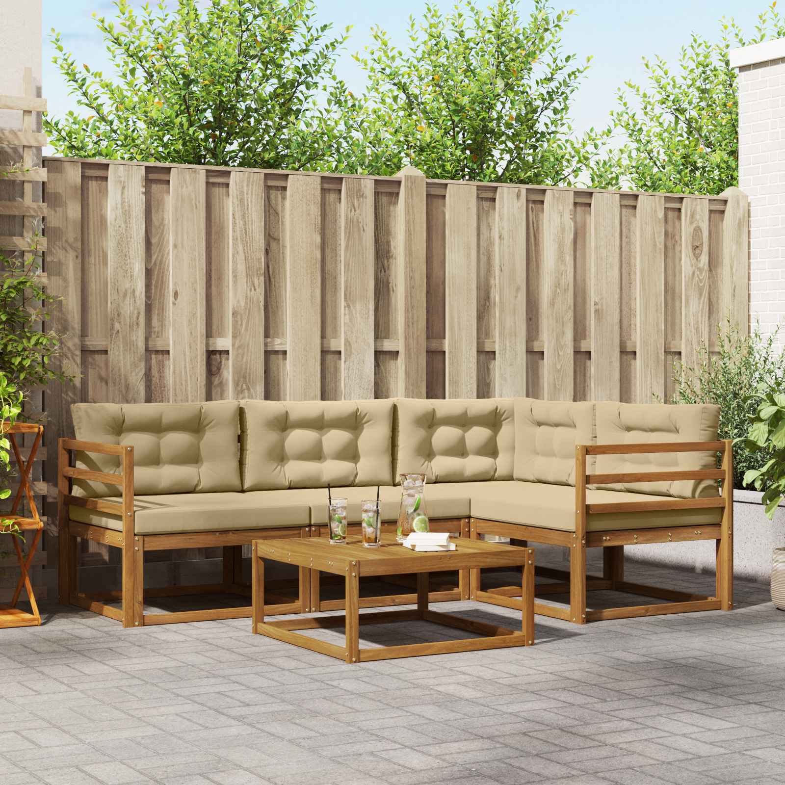 vidaXL Buiten bankenset 5 pcs Naturel Massief Acaciahout
