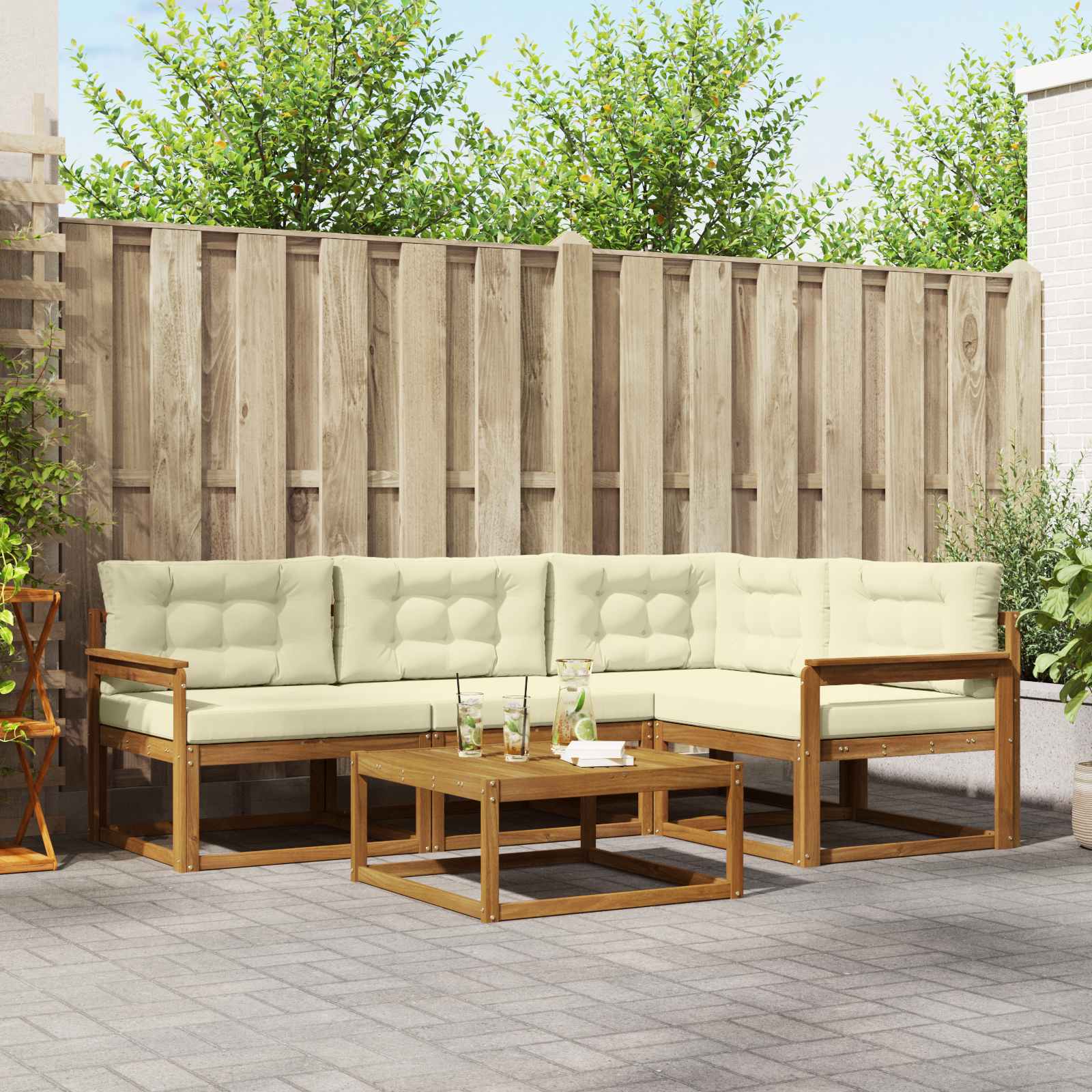 vidaXL Buiten bankenset 5 pcs Naturel Massief Acaciahout
