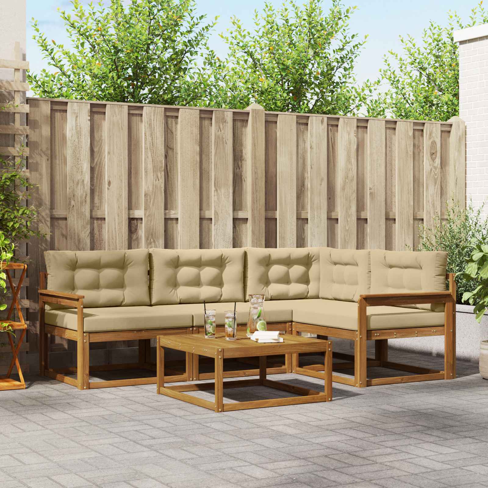 vidaXL Buiten bankenset 5 pcs Naturel Massief Acaciahout