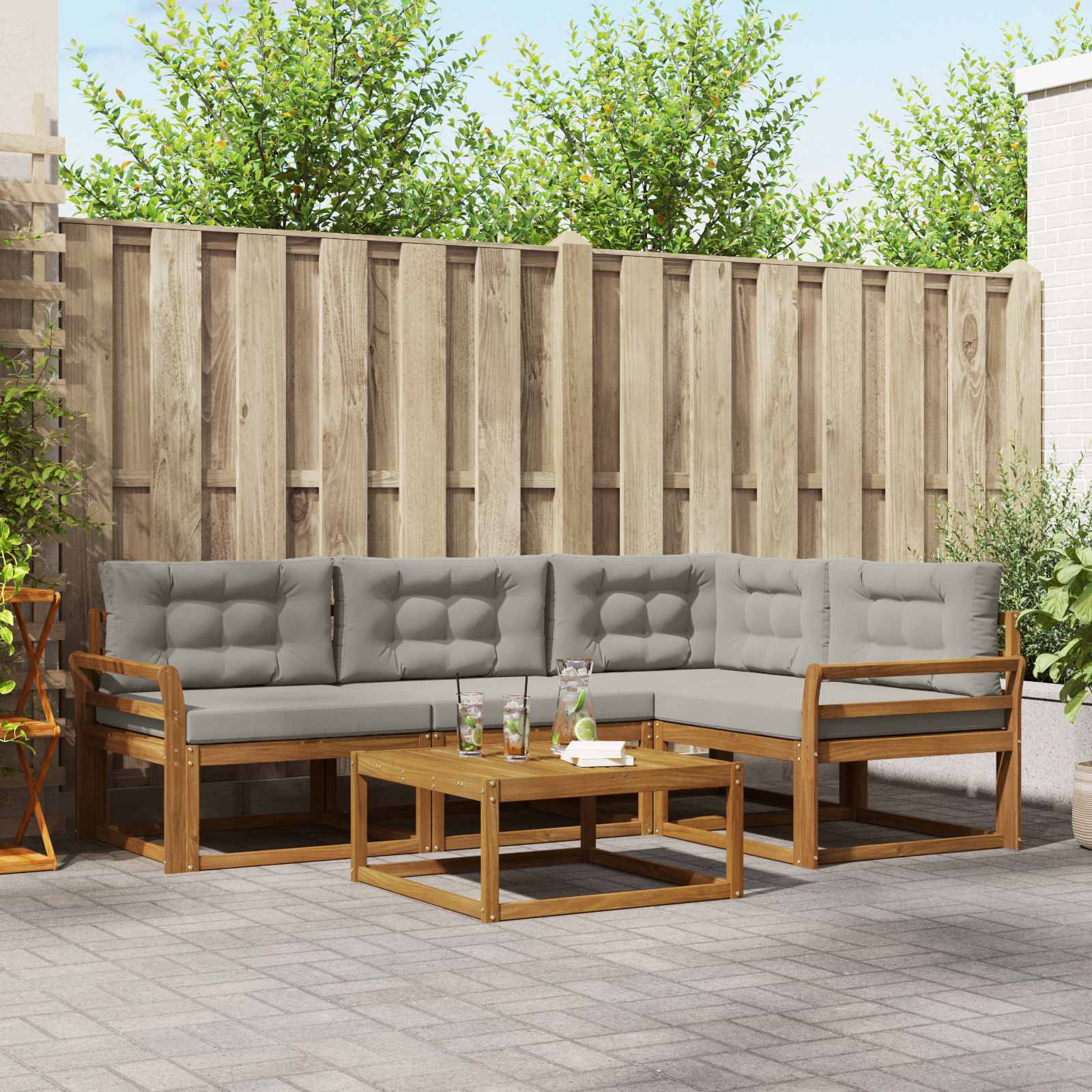 vidaXL Buiten bankenset 5 pcs Naturel Massief Acaciahout