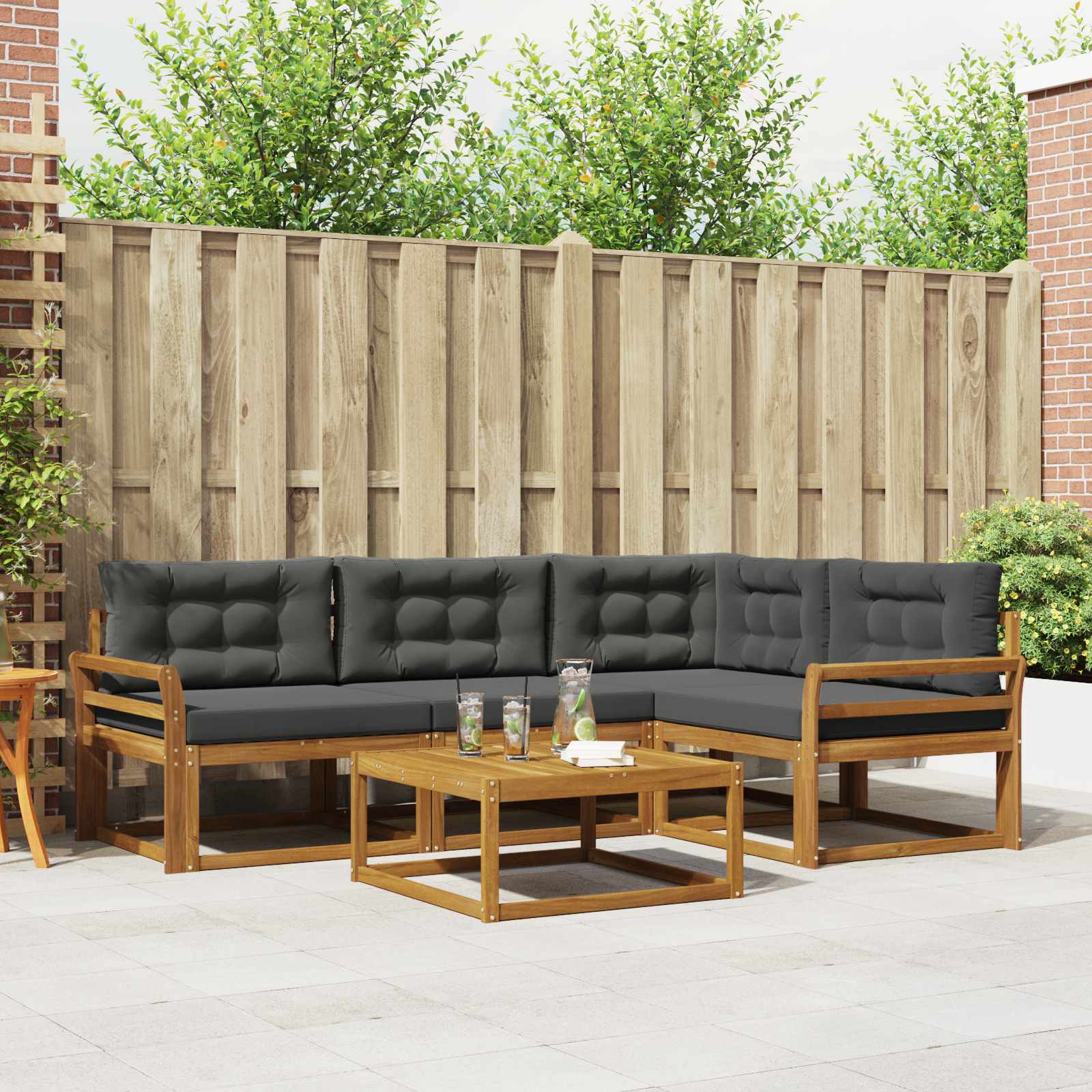 vidaXL Buiten bankenset 5 pcs Naturel Massief Acaciahout