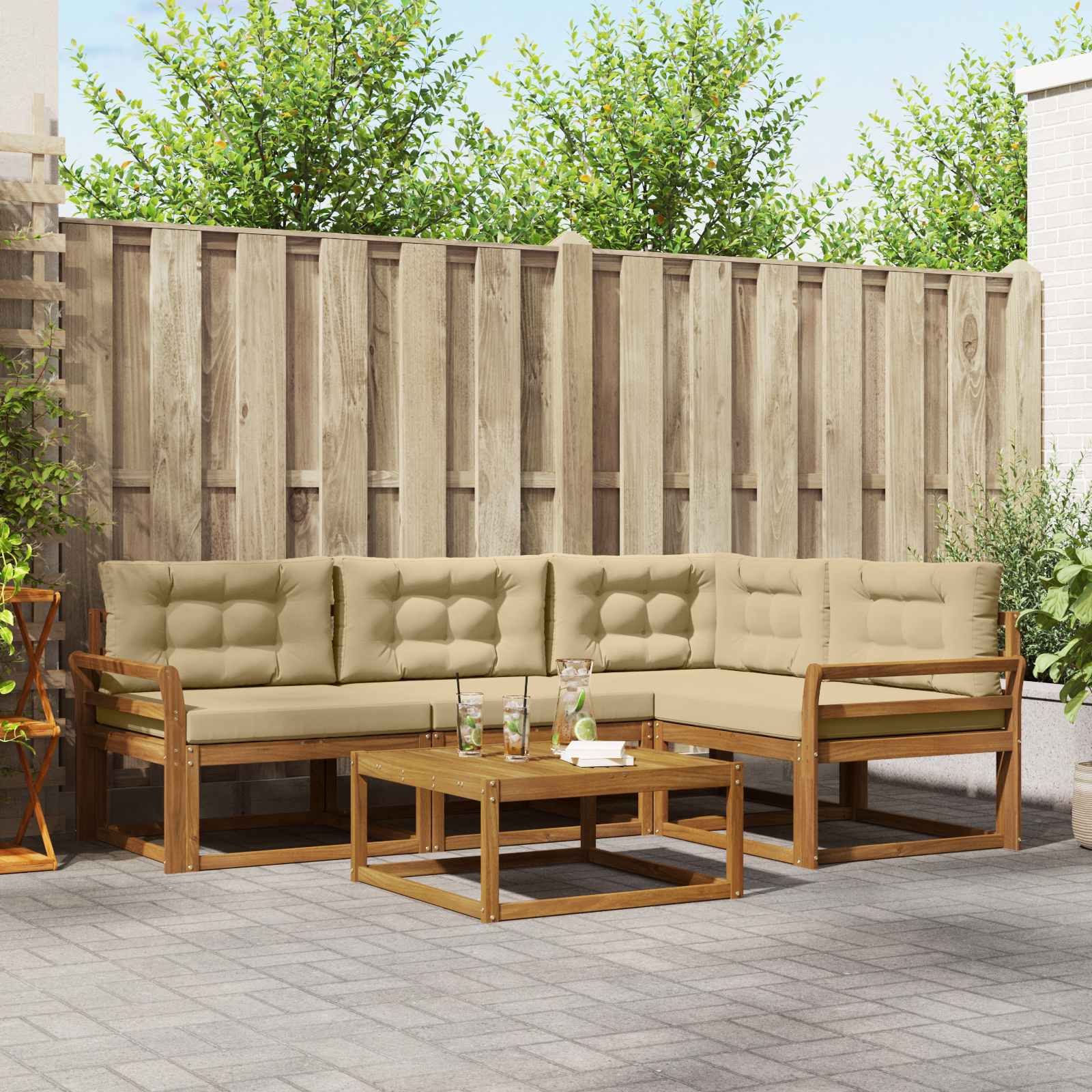 vidaXL Buiten bankenset 5 pcs Naturel Massief Acaciahout