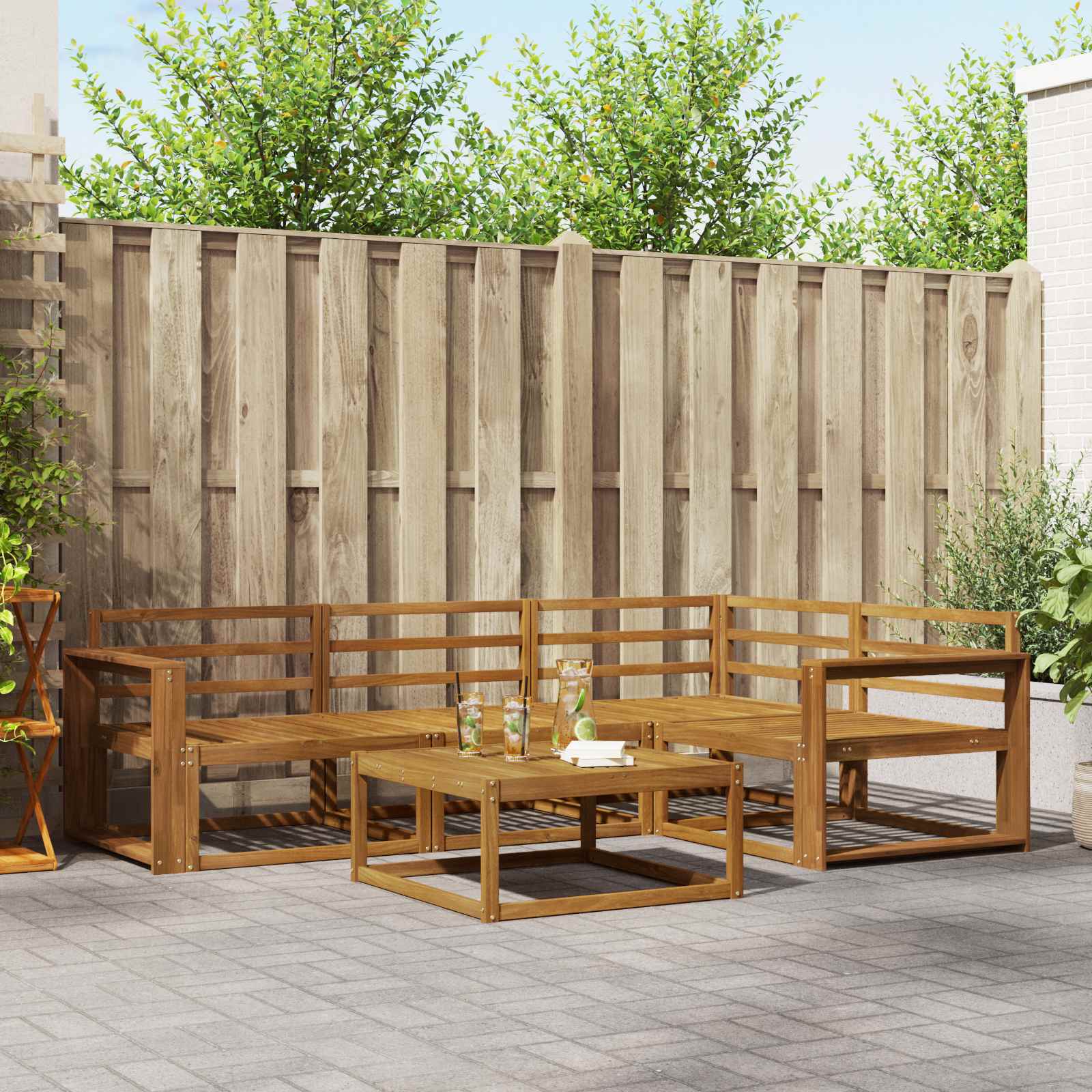 vidaXL Buiten bankenset 5 pcs Naturel Massief Acaciahout