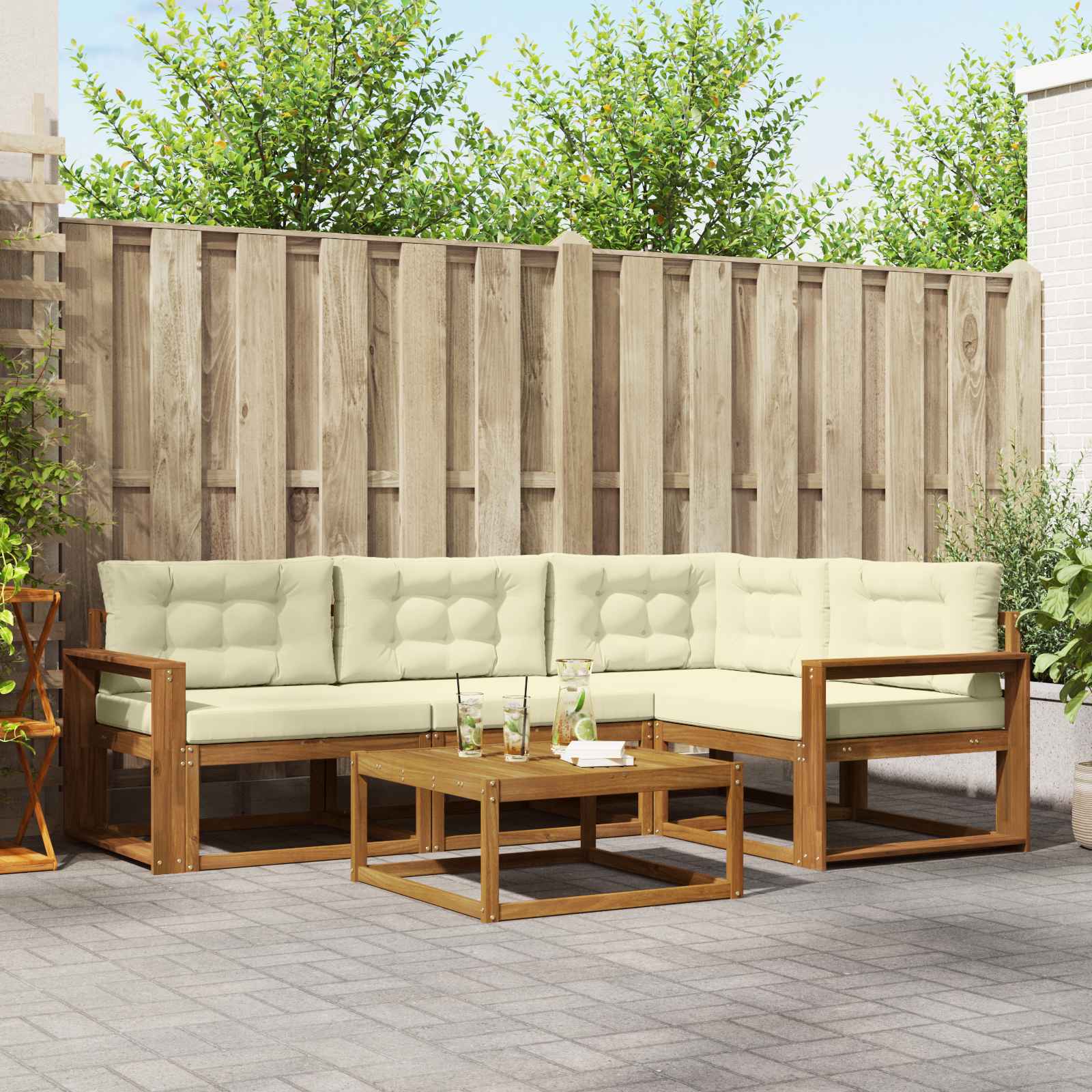 vidaXL Buiten bankenset 5 pcs Naturel Massief Acaciahout