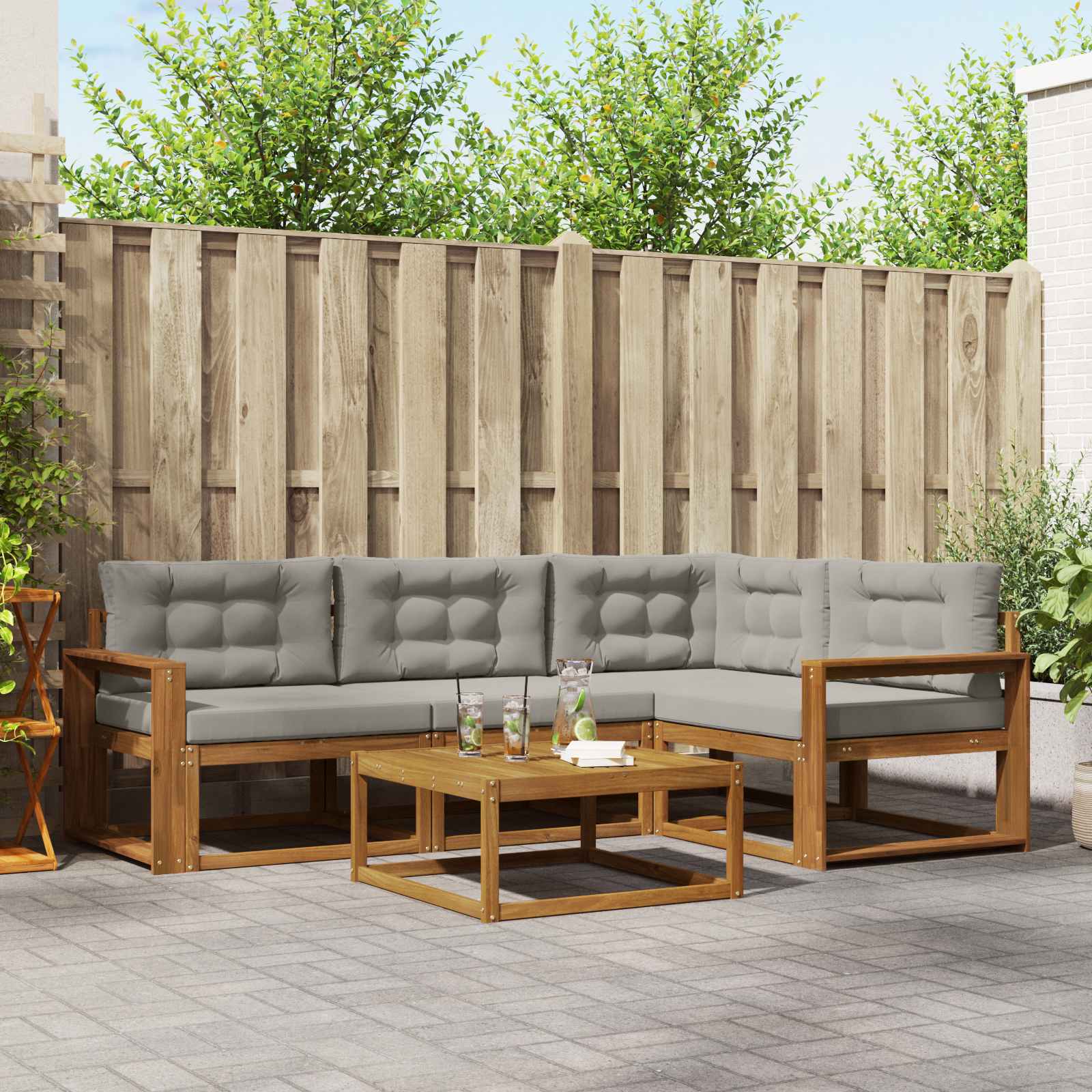 vidaXL Buiten bankenset 5 pcs Naturel Massief Acaciahout