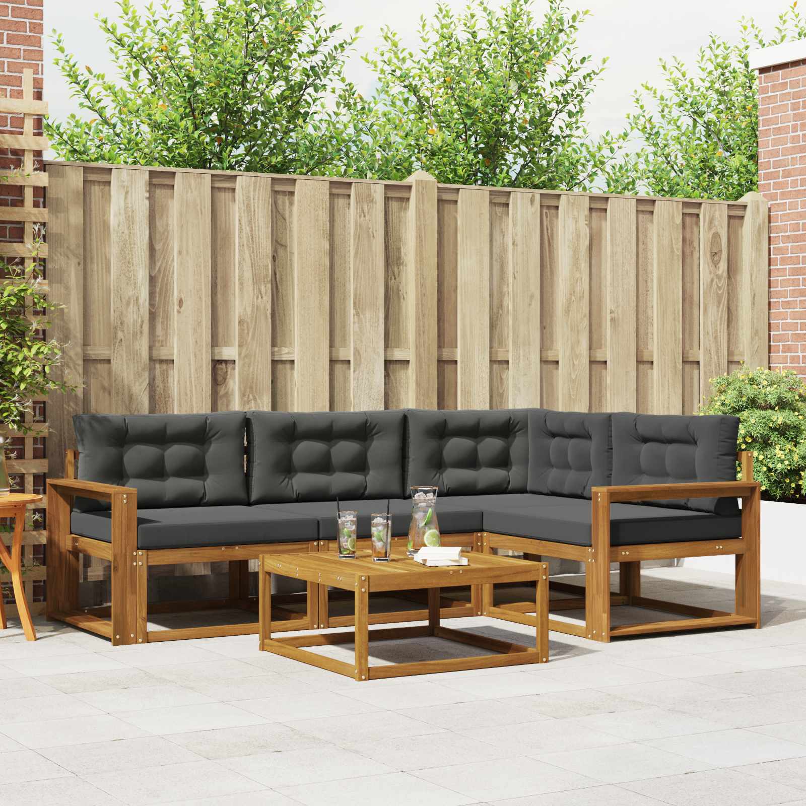vidaXL Buiten bankenset 5 pcs Naturel Massief Acaciahout