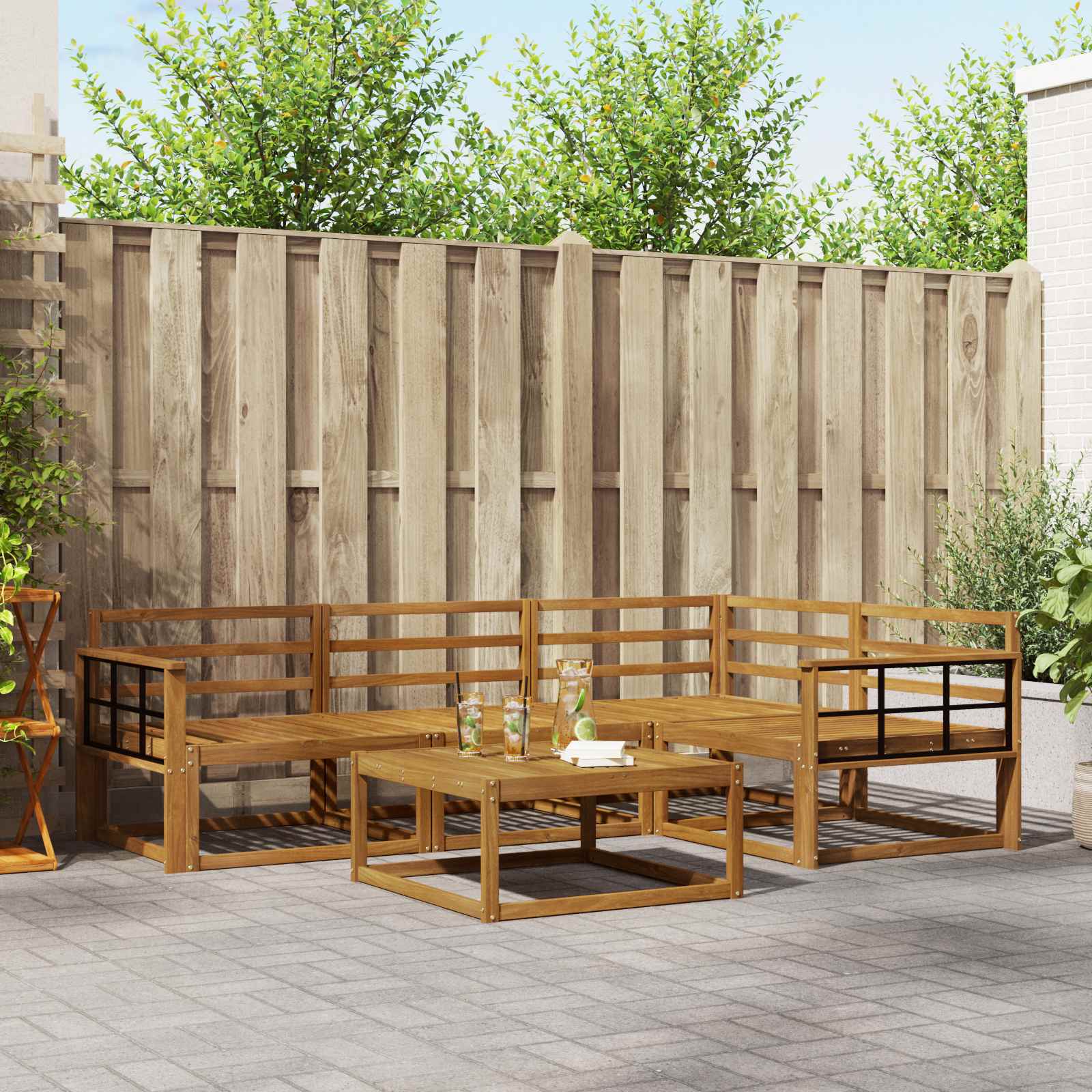 vidaXL Buiten bankenset 5 pcs Naturel Massief Acaciahout