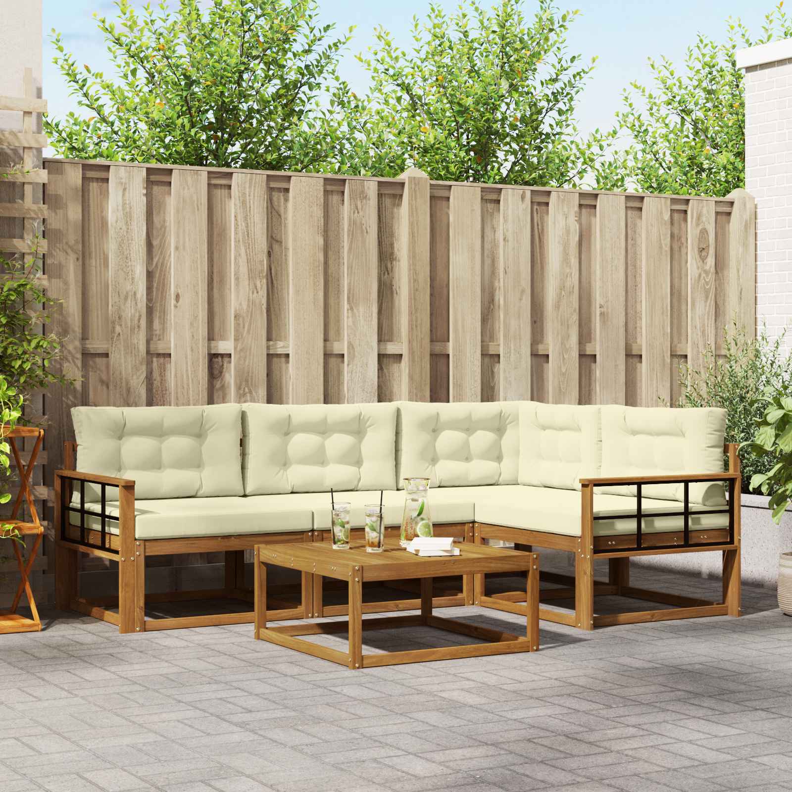 vidaXL Buiten bankenset 5 pcs Naturel Massief Acaciahout