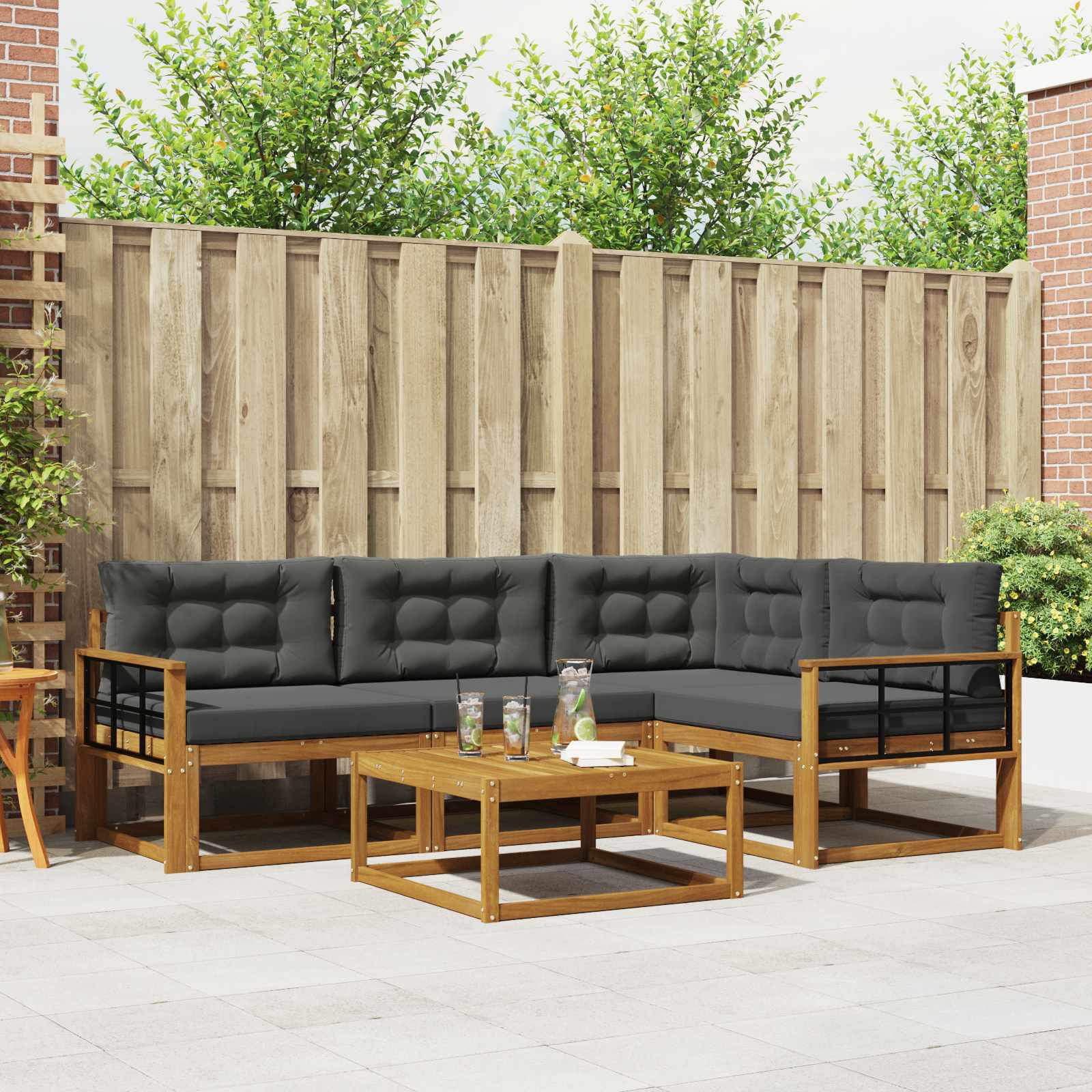 vidaXL Buiten bankenset 5 pcs Naturel Massief Acaciahout