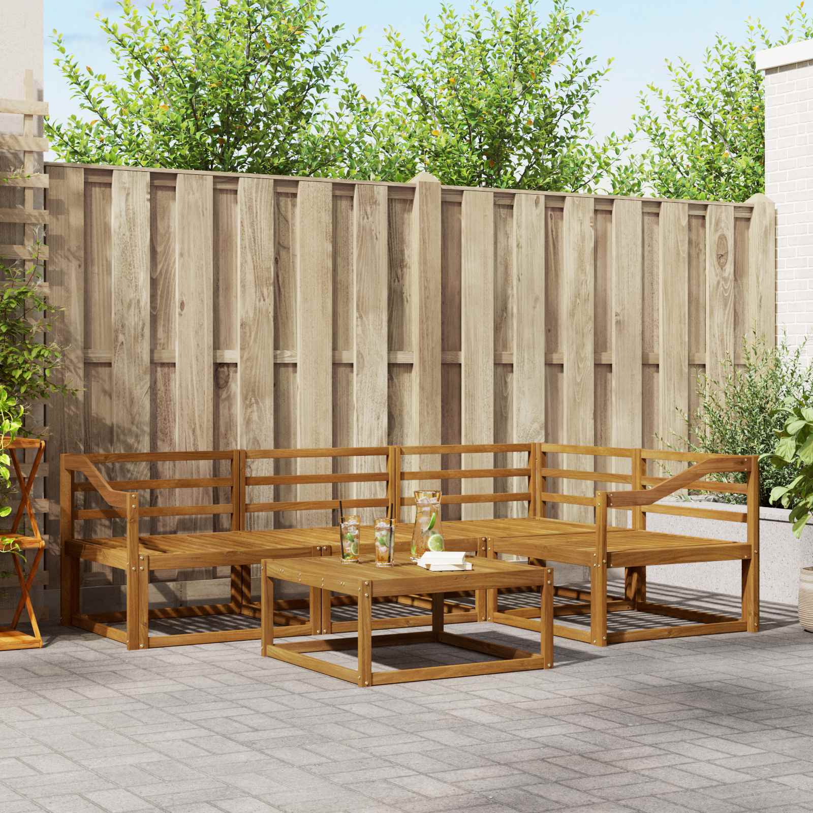 vidaXL Buiten bankenset 5 pcs Naturel Massief Acaciahout