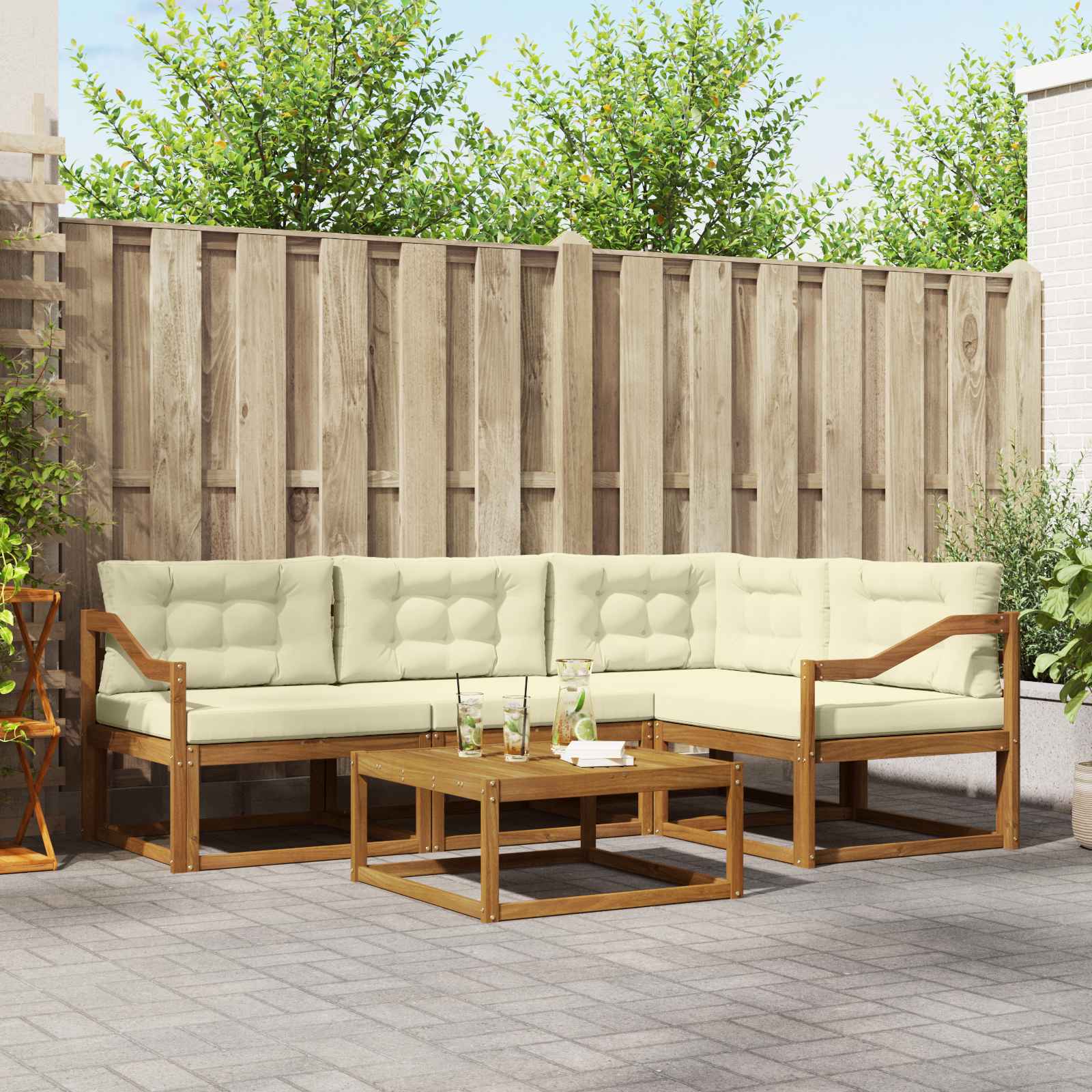 vidaXL Buiten bankenset 5 pcs Naturel Massief Acaciahout