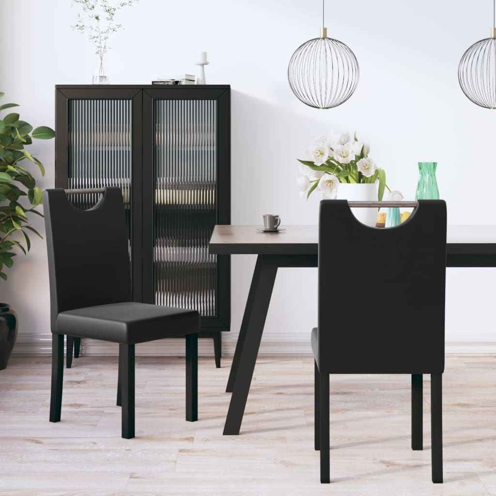 vidaXL Eetkamerstoelen 2 st kunstleer zwart