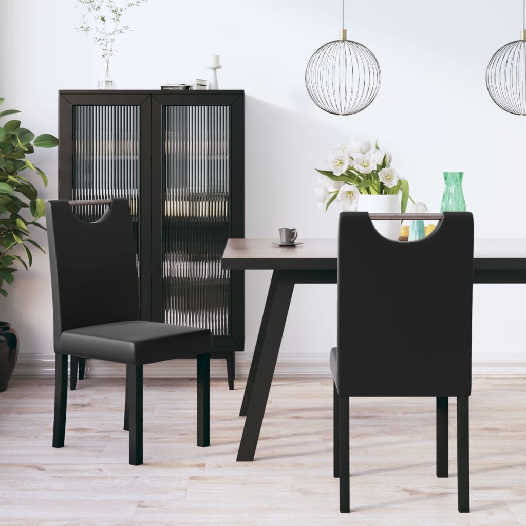 vidaXL Eetkamerstoelen 2 st kunstleer zwart