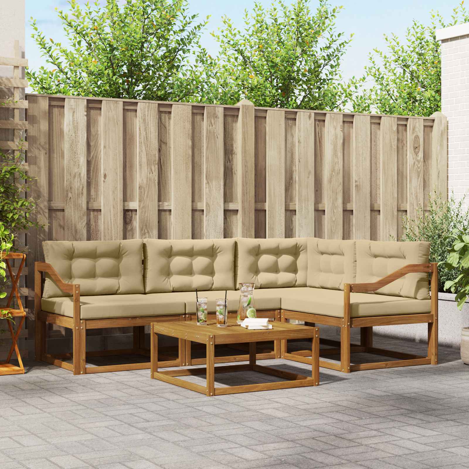 vidaXL Buiten bankenset 5 pcs Naturel Massief Acaciahout