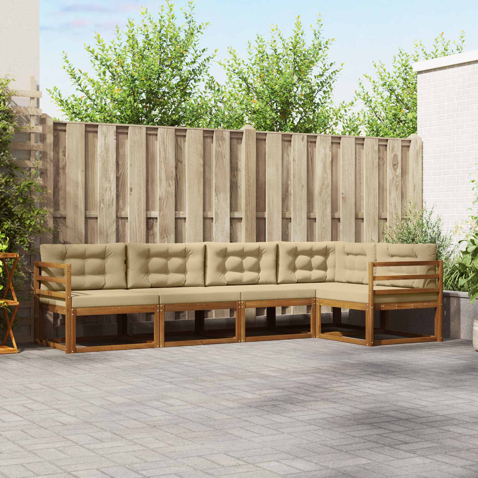 vidaXL Buiten bankenset 5 pcs Naturel Massief Acaciahout