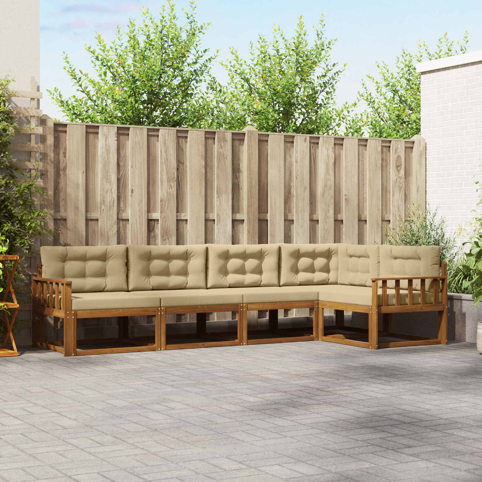 vidaXL Buiten bankenset 5 pcs Naturel Massief Acaciahout