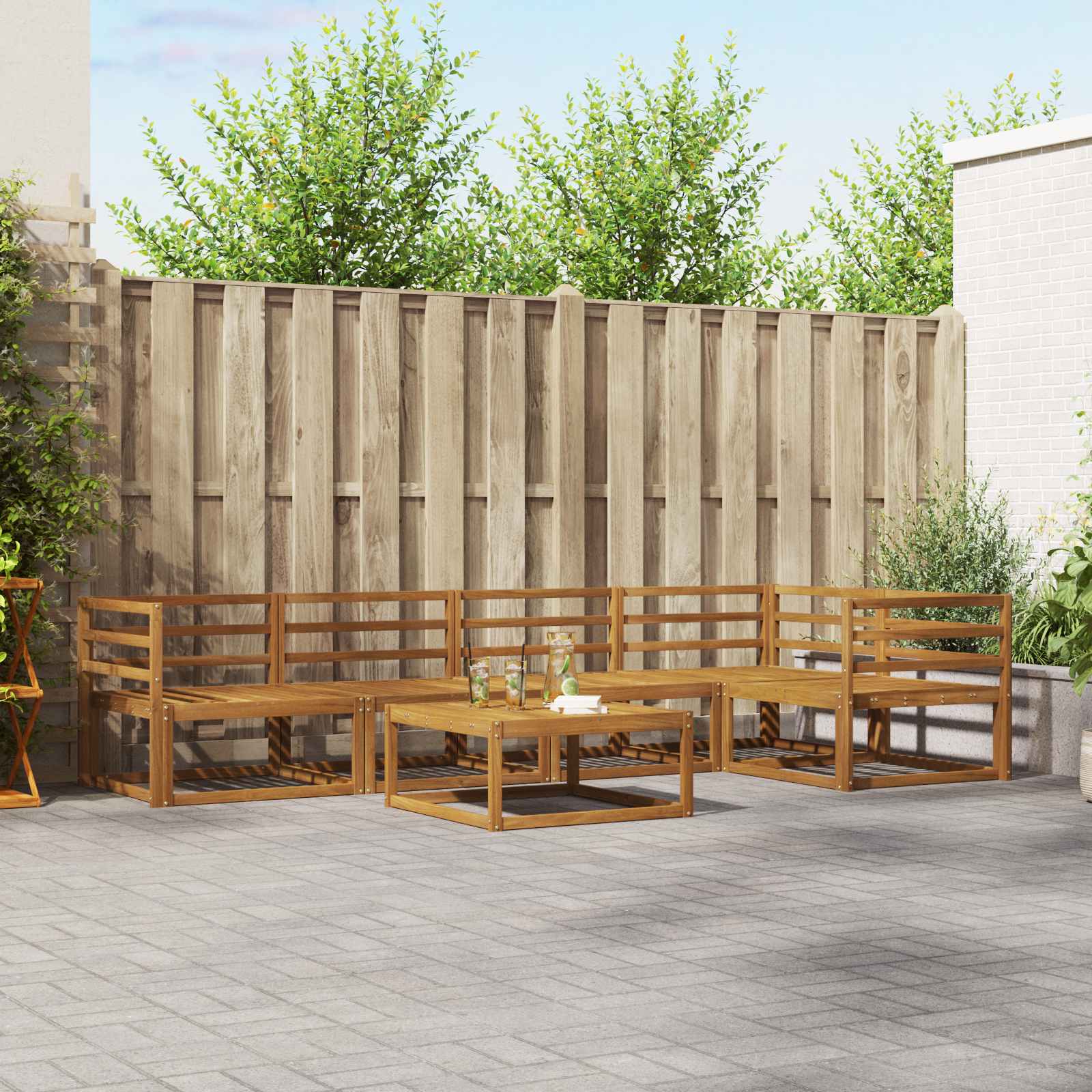 vidaXL Buiten bankenset 6 pcs Naturel Massief Acaciahout