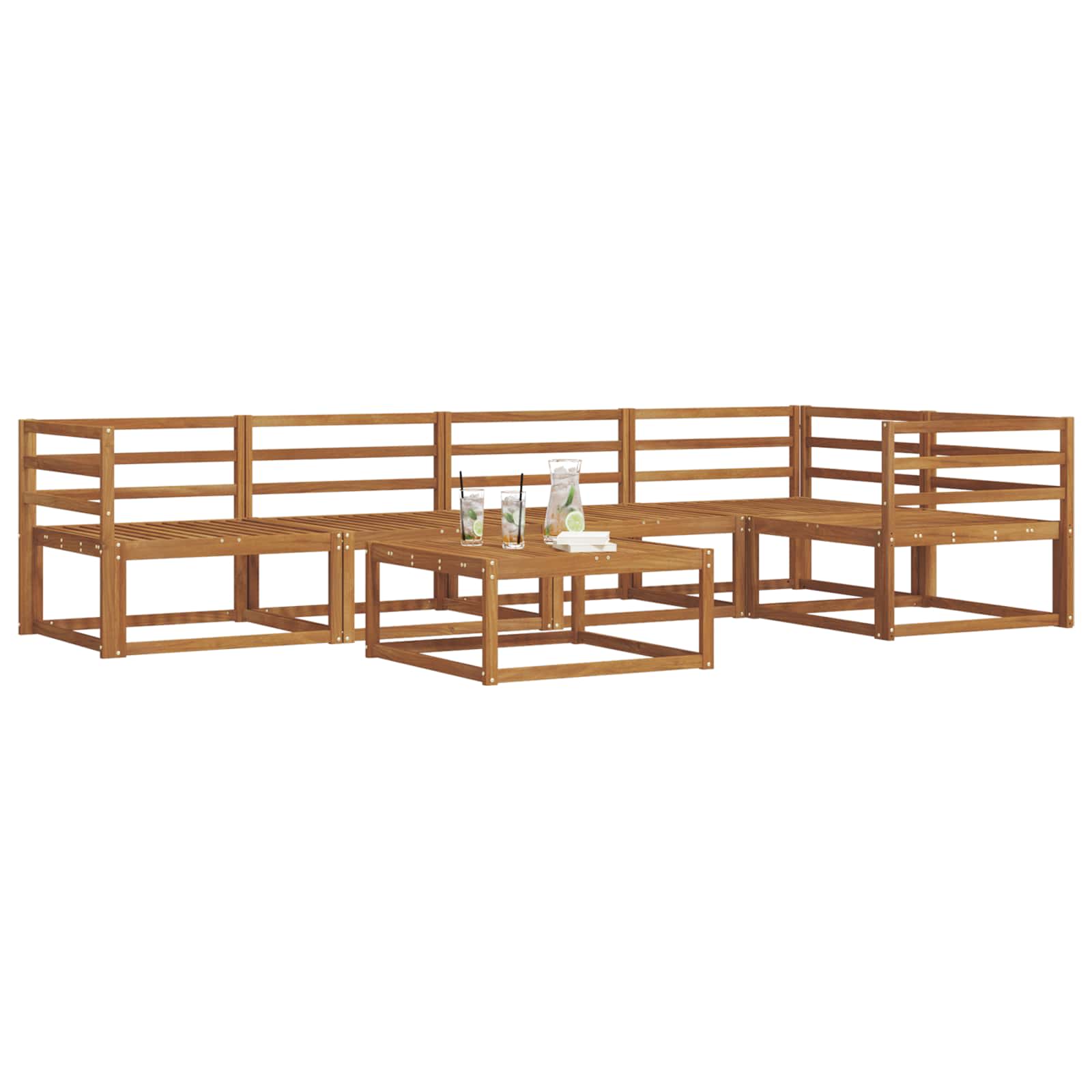 vidaXL Buiten bankenset 6 pcs Naturel Massief Acaciahout
