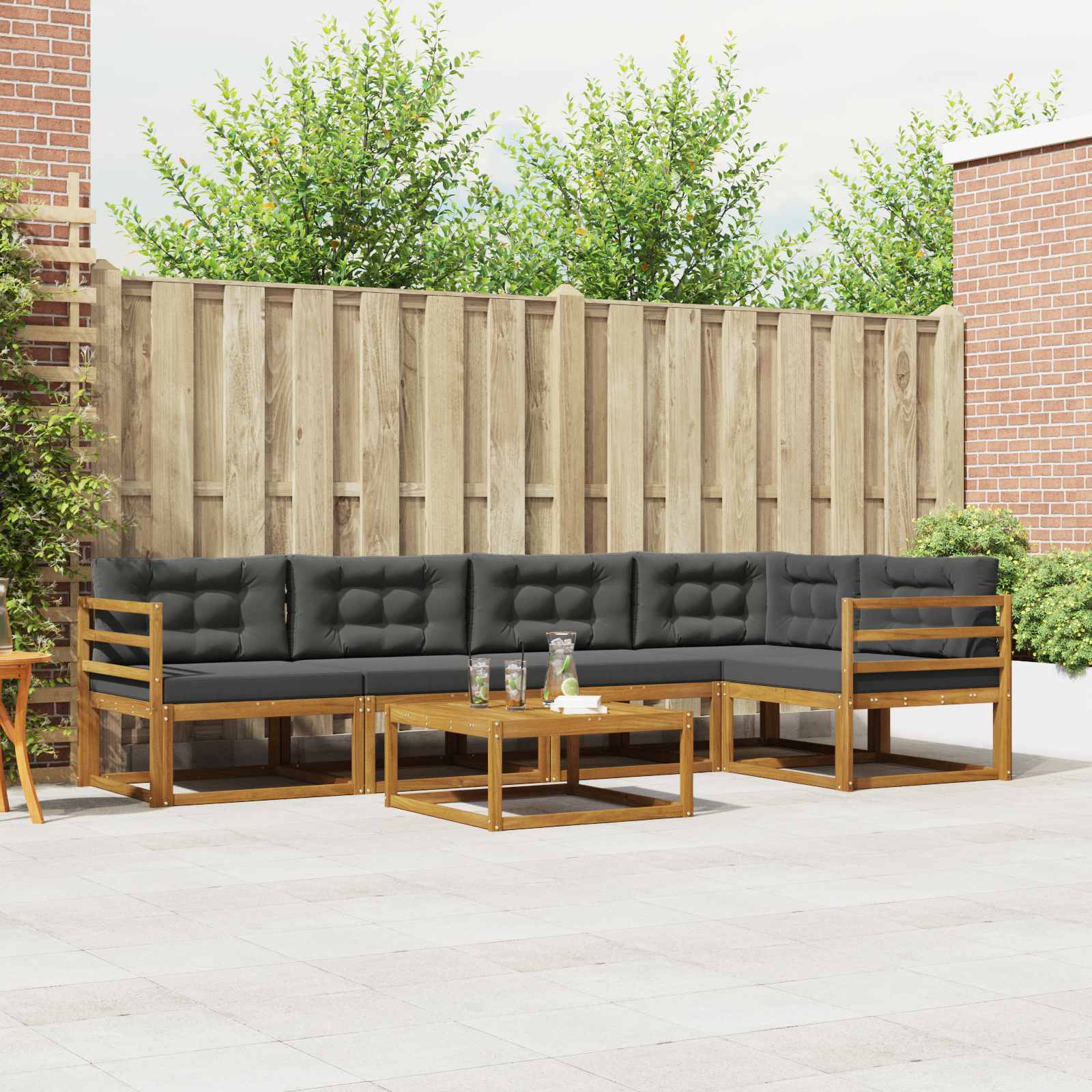 vidaXL Buiten bankenset 6 pcs Naturel Massief Acaciahout