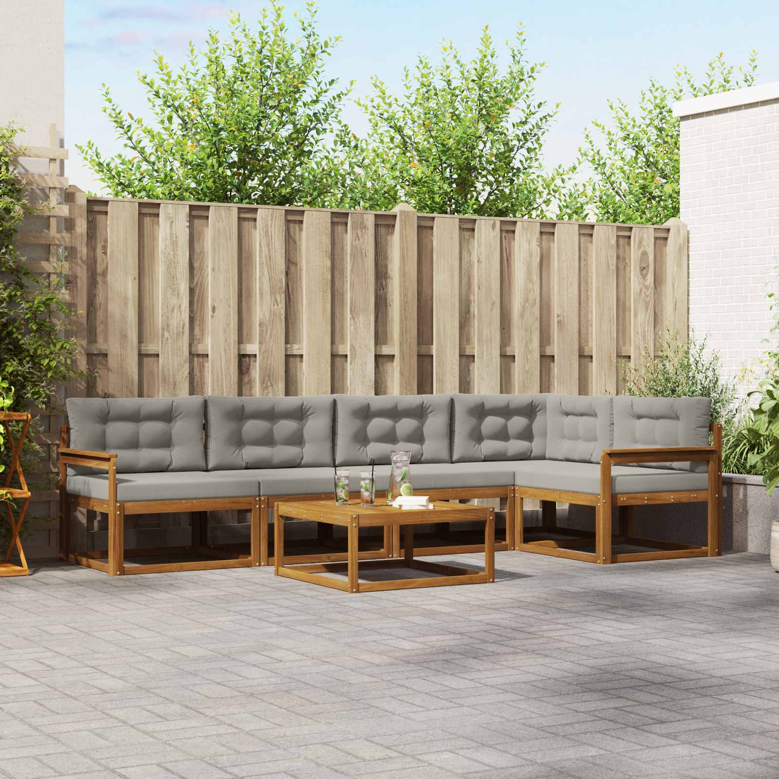 vidaXL Buiten bankenset 6 pcs Naturel Massief Acaciahout