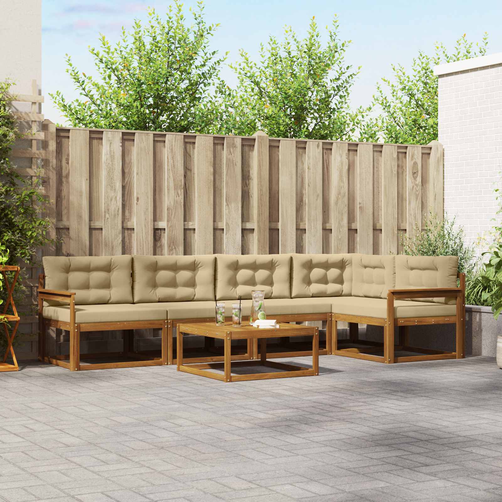 vidaXL Buiten bankenset 6 pcs Naturel Massief Acaciahout