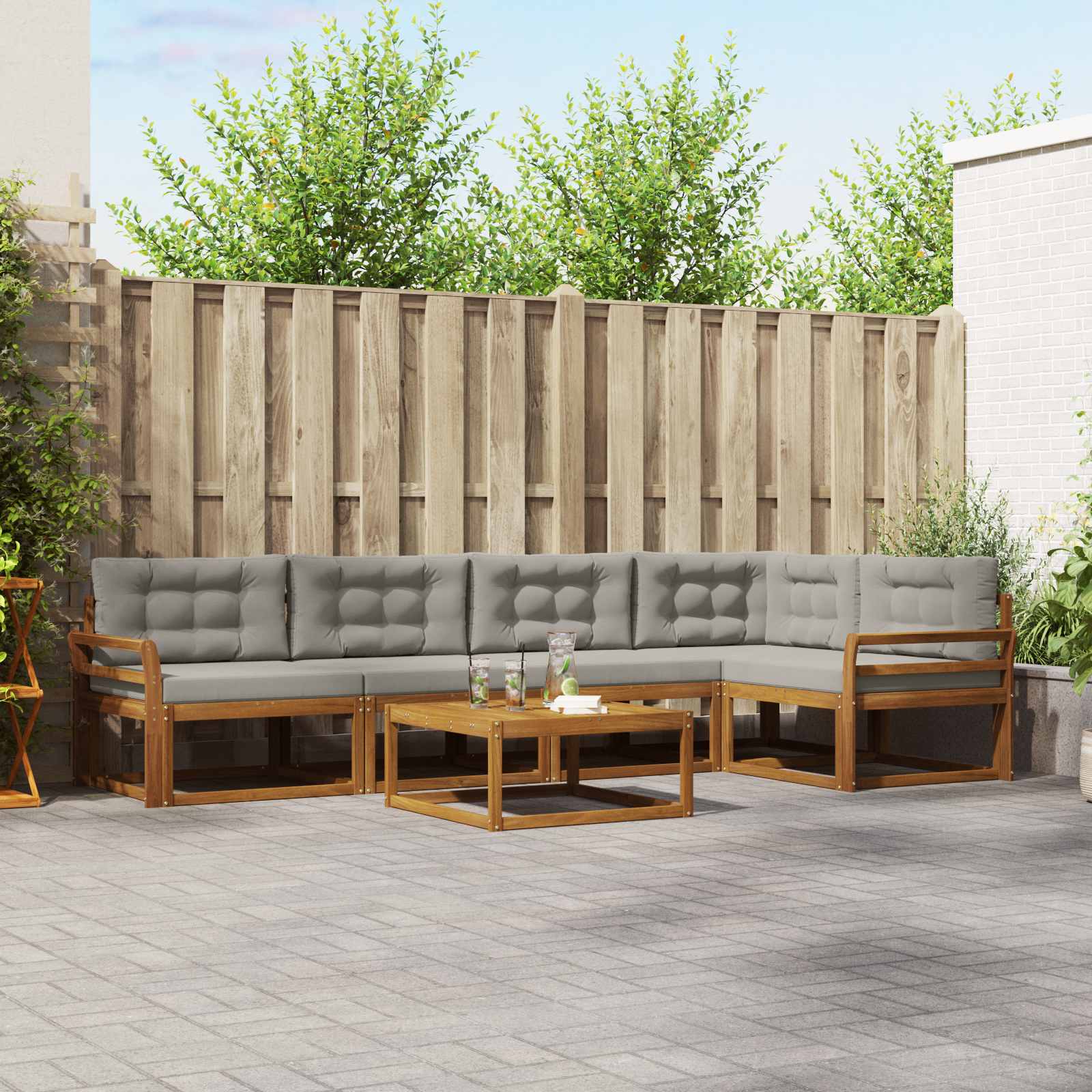 vidaXL Buiten bankenset 6 pcs Naturel Massief Acaciahout