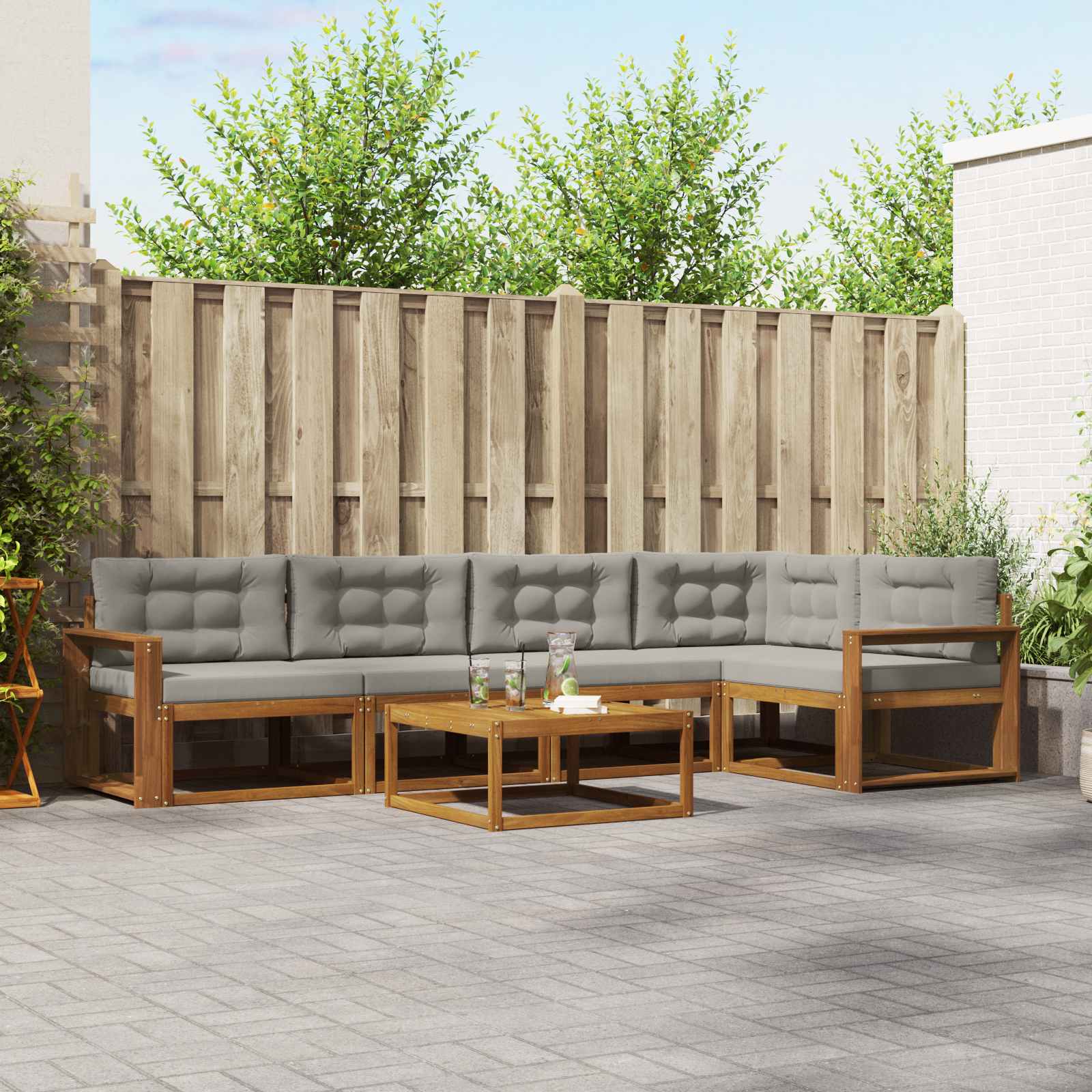 vidaXL Buiten bankenset 6 pcs Naturel Massief Acaciahout
