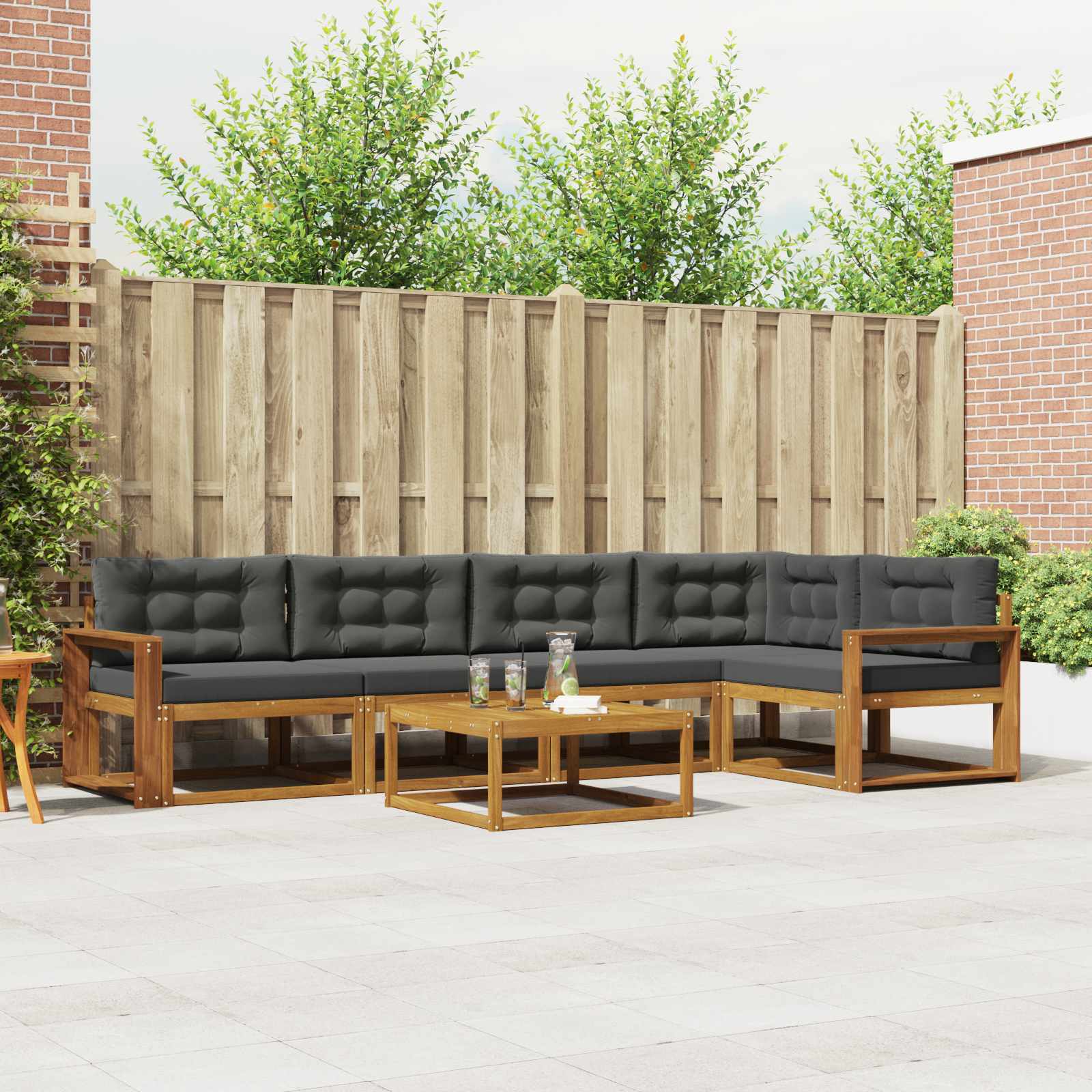 vidaXL Buiten bankenset 6 pcs Naturel Massief Acaciahout