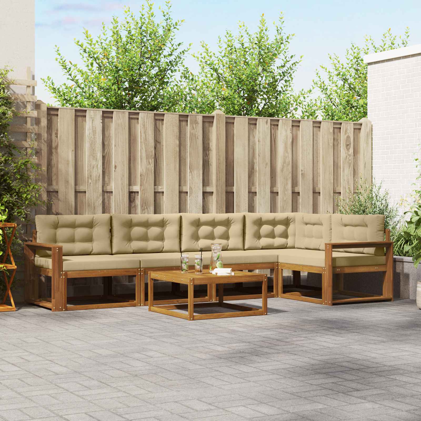 vidaXL Buiten bankenset 6 pcs Naturel Massief Acaciahout
