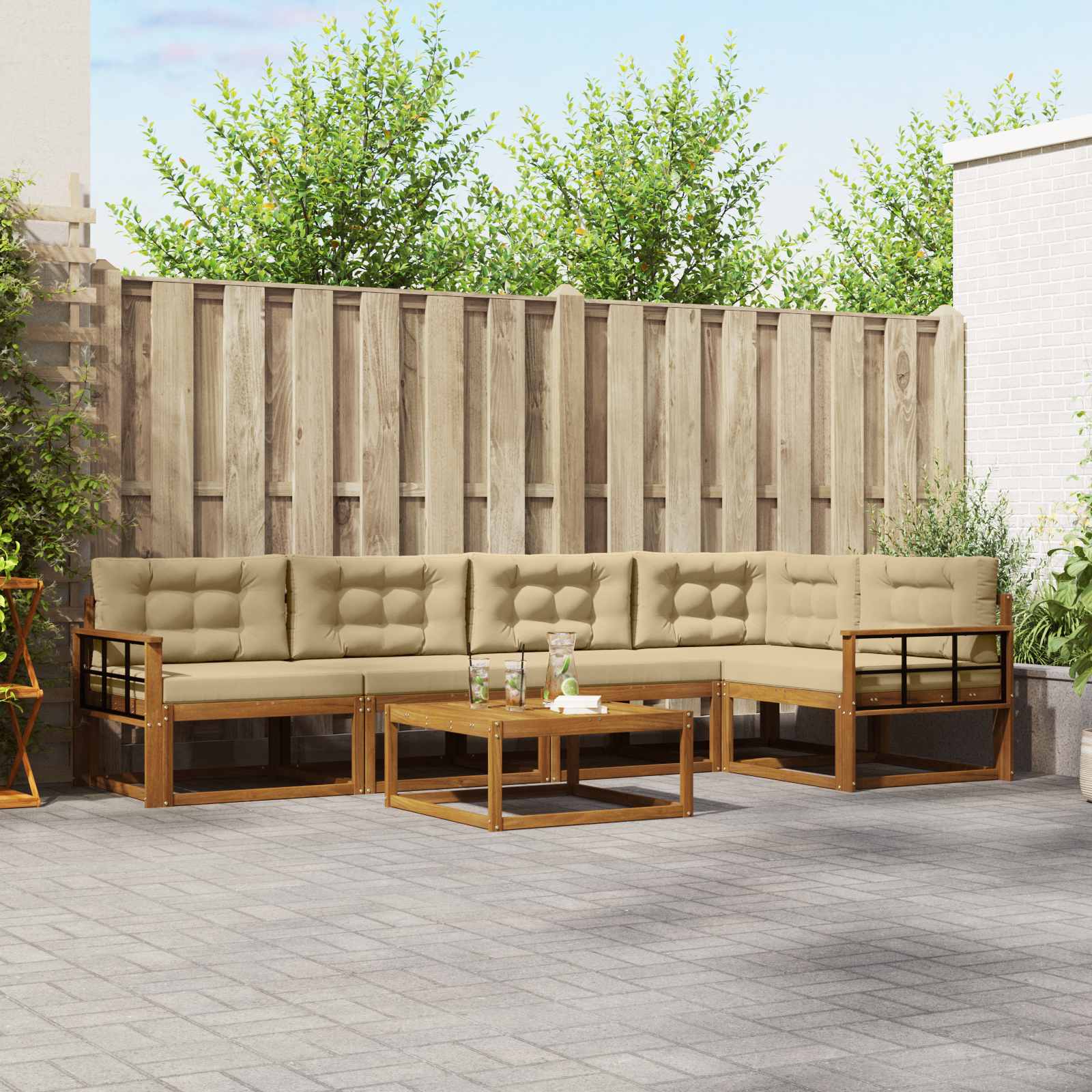 vidaXL Buiten bankenset 6 pcs Naturel Massief Acaciahout