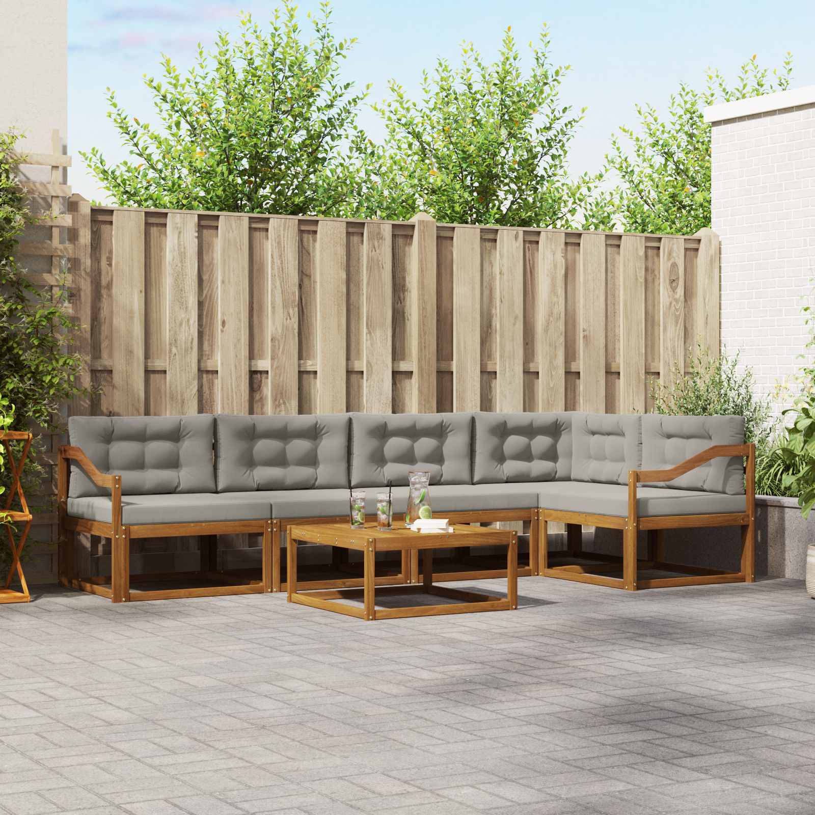 vidaXL Buiten bankenset 6 pcs Naturel Massief Acaciahout