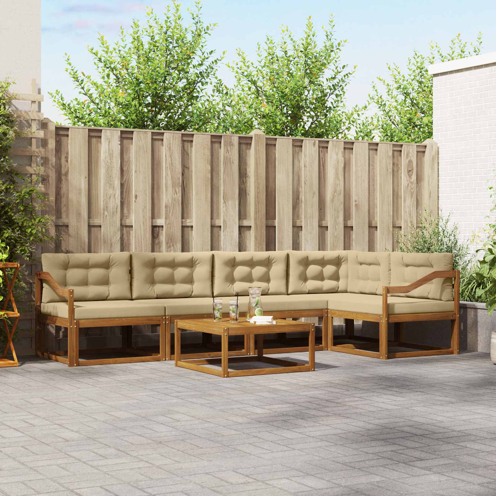 vidaXL Buiten bankenset 6 pcs Naturel Massief Acaciahout