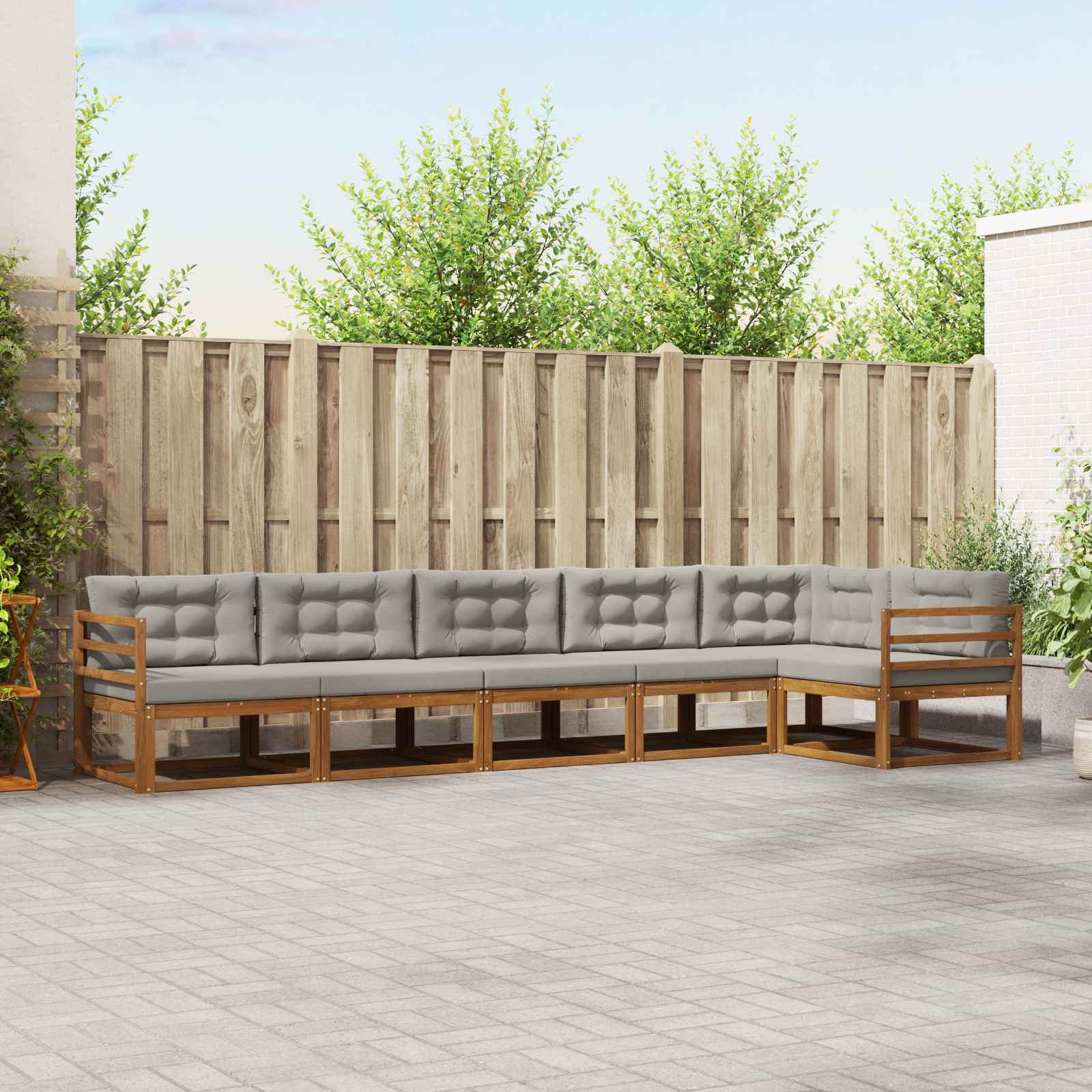 vidaXL Buiten bankenset 6 pcs Naturel Massief Acaciahout