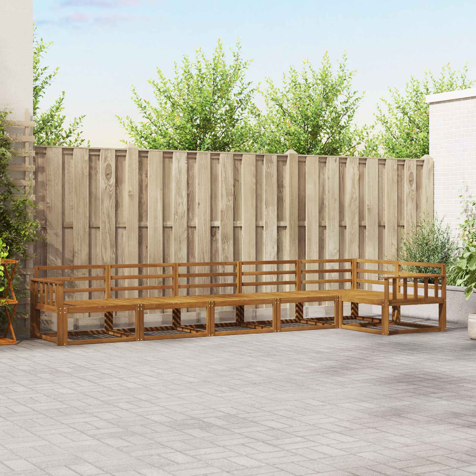 vidaXL Buiten bankenset 6 pcs Naturel Massief Acaciahout